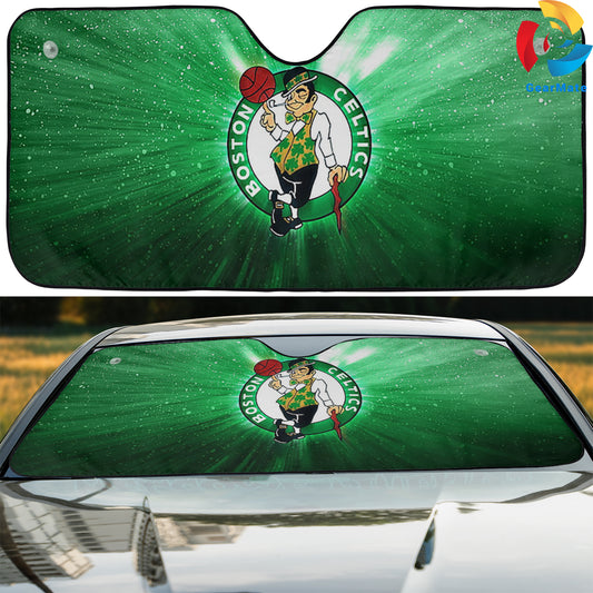 Boston Celtics Green Light Reflective Car Sunshade – Premium Heat & UV Protection, Universal Fit