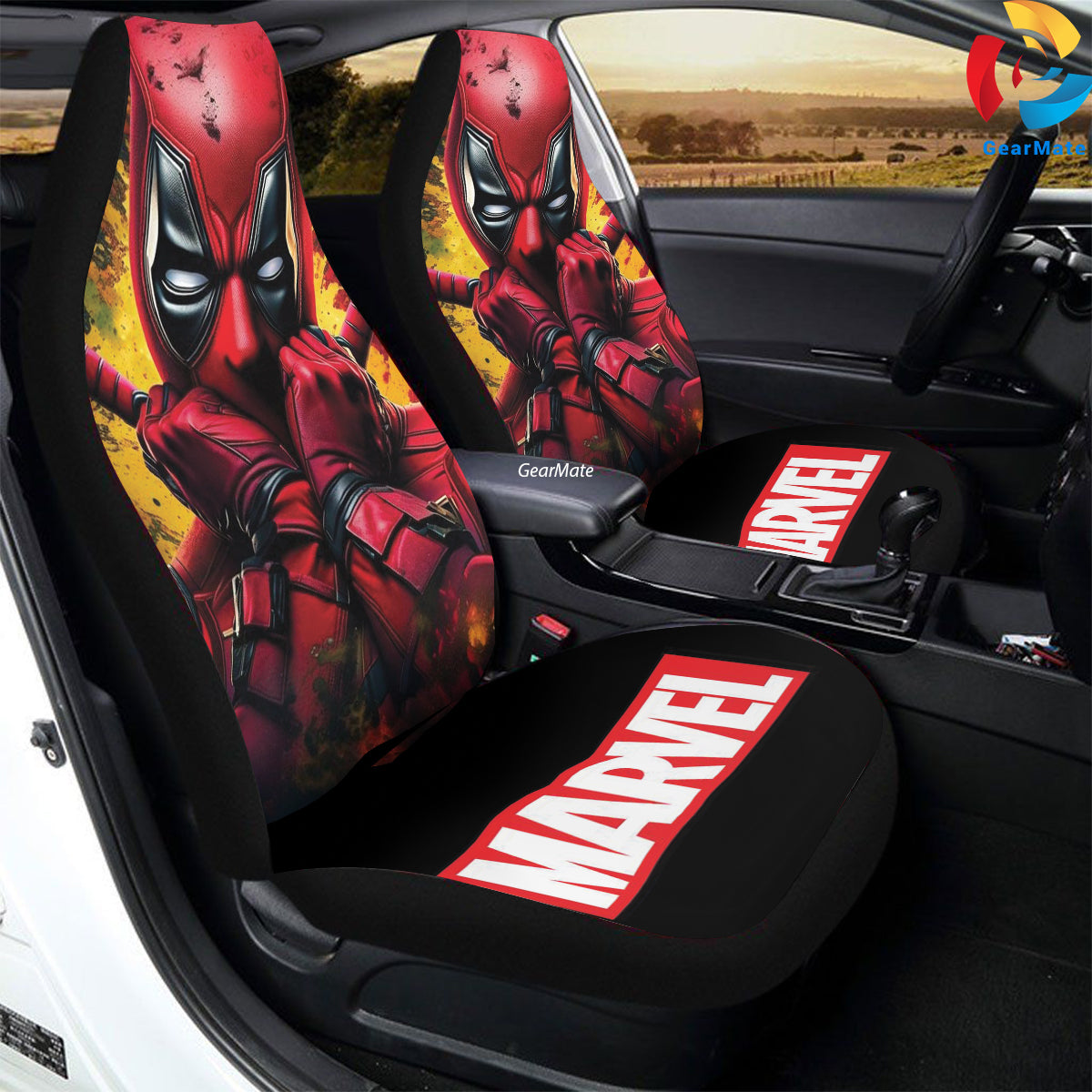 Marvel Deadpool Car Seat Covers – High Quality Graphic and Polar Fleece Protector Set