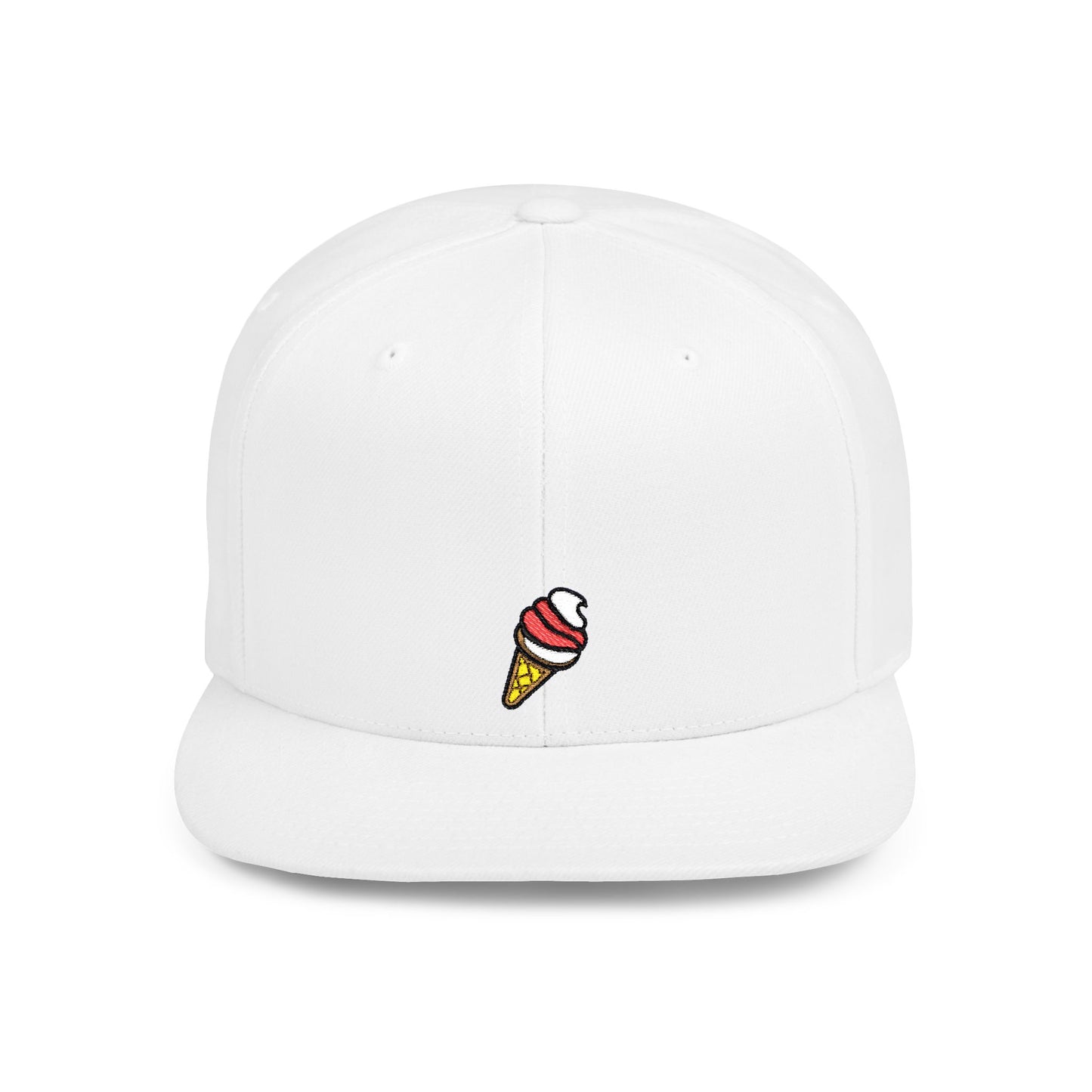 Icons Embroidered Ice Cream Cone Flat Bill Snapback – Lightweight, Custom Fit, Premium Quality