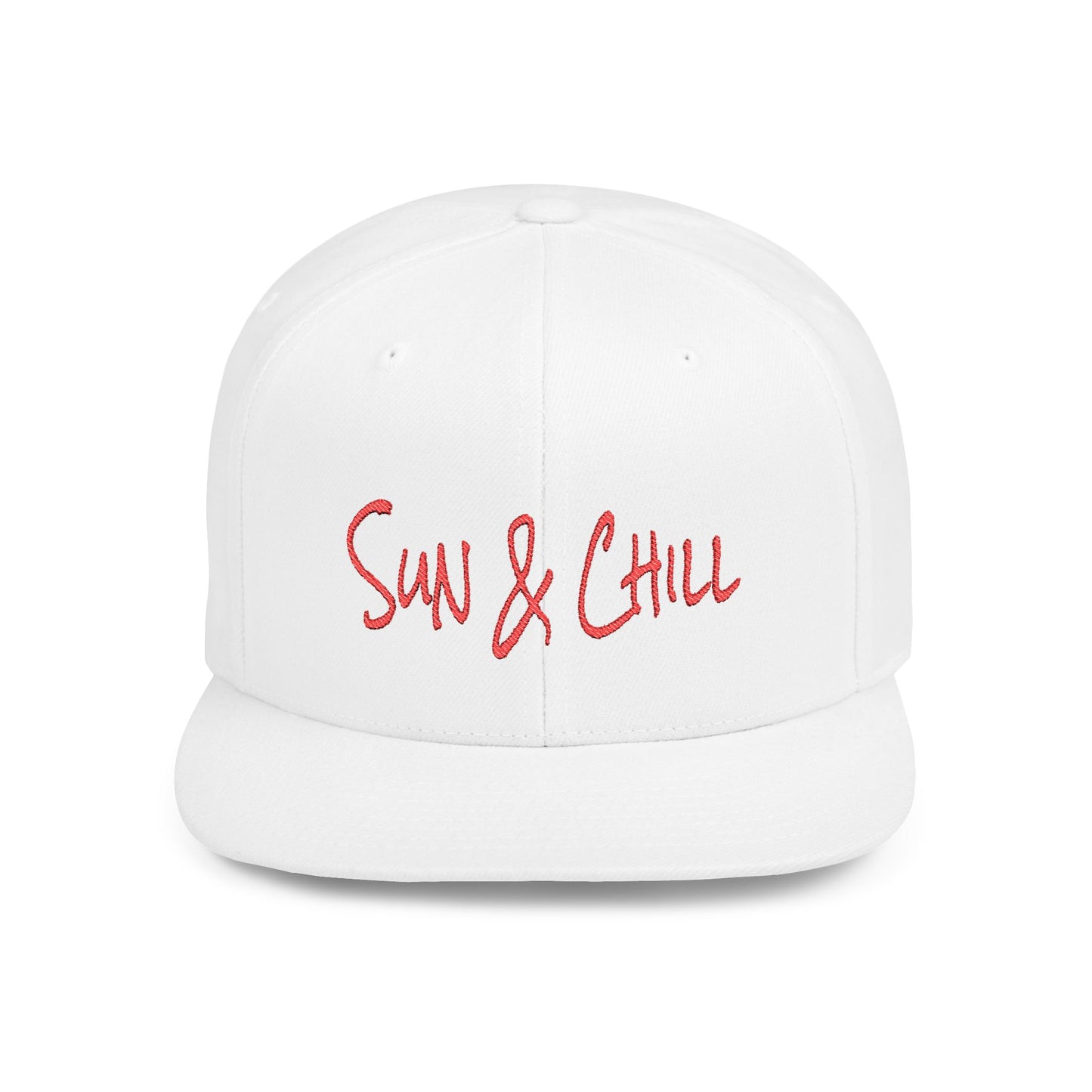 Text Sun & Chill Flat Bill Snapback – Lightweight, Custom Fit, Premium Quality