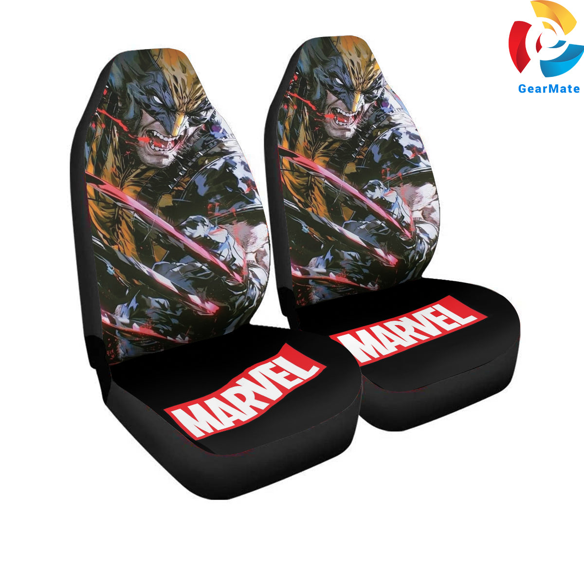 Marvel Wolverine Marvel Merch Car Seat Covers – High Quality Graphic and Polar Fleece Protector Set