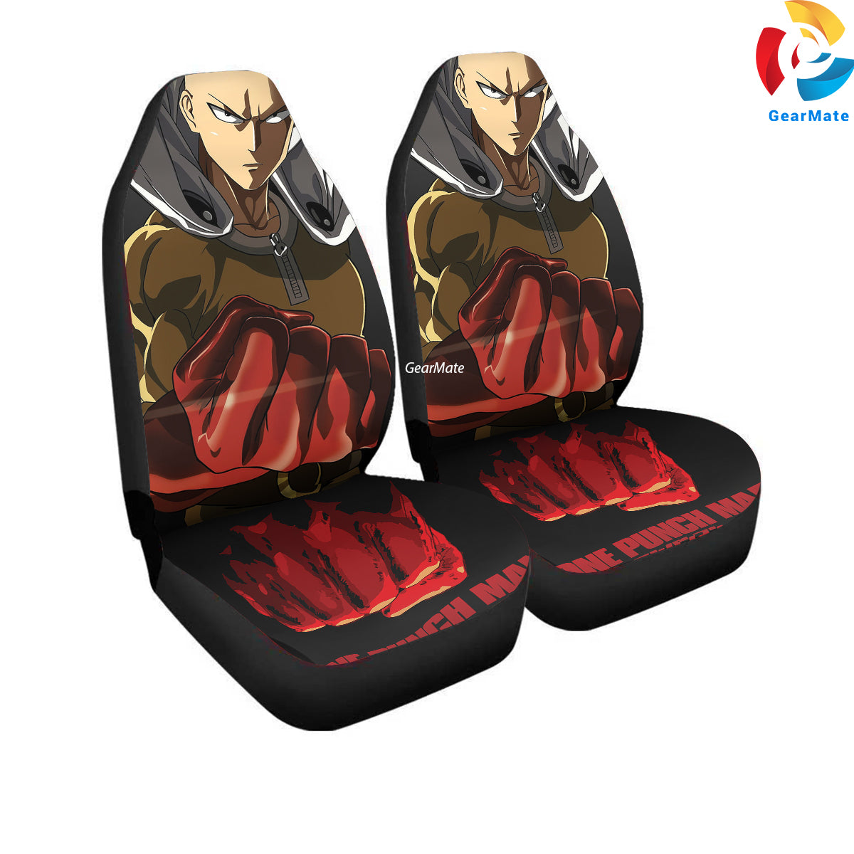 Saitama Anime Gloves One Punch Man Car Seat Covers – High Quality Graphic and Polar Fleece Protector Set