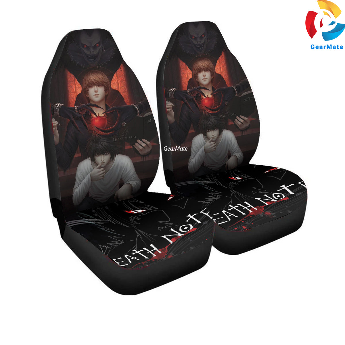 Death Note Light Ryuk Car Seat Covers – High Quality Graphic and Polar Fleece Protector Set