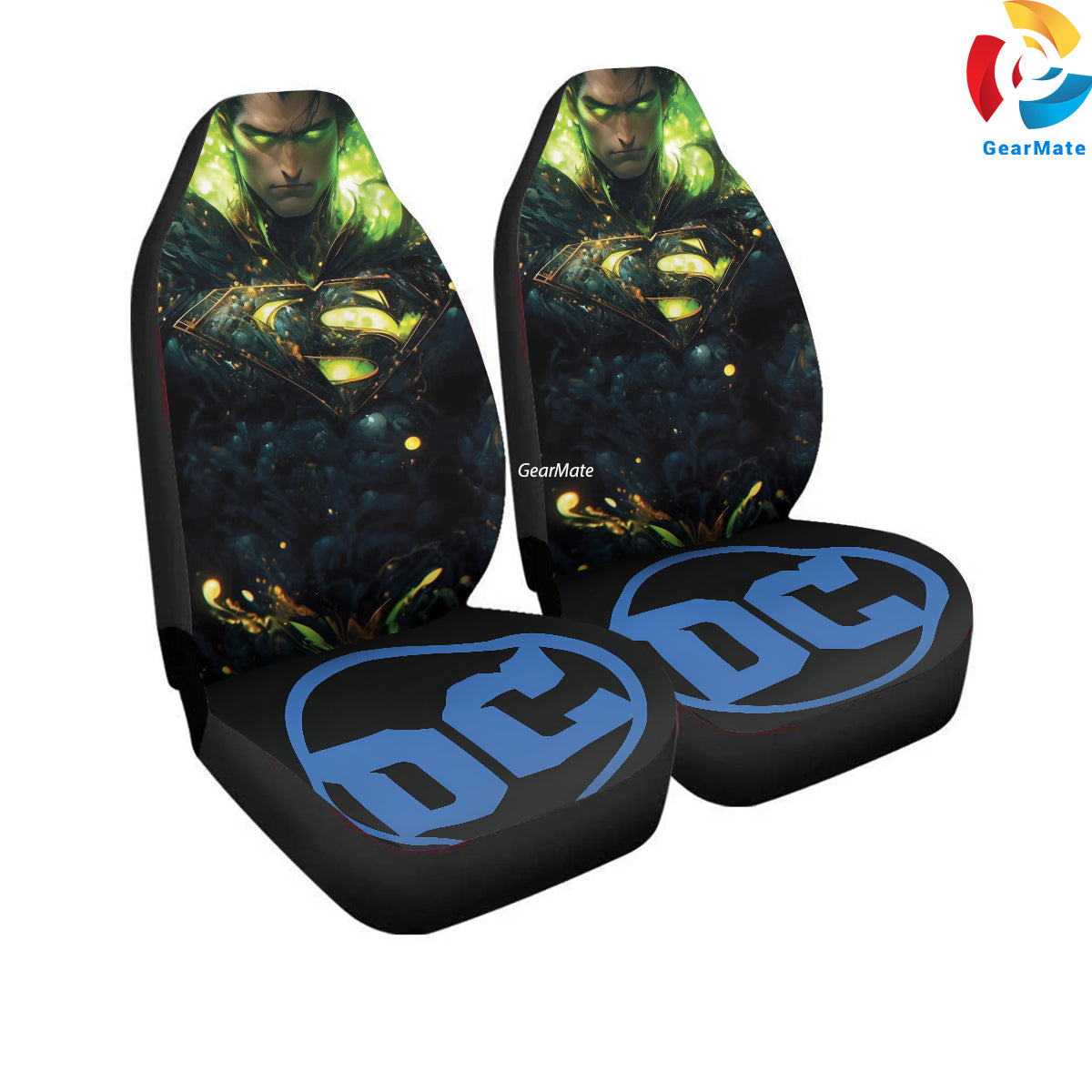 DC Green Superman Car Seat Covers – High Quality Graphic and Polar Fleece Protector Set