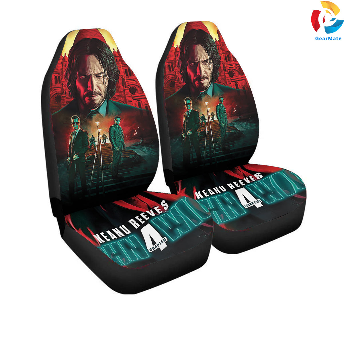 John Wick Chapter 4 Car Seat Covers – High Quality Graphic and Polar Fleece Protector Set