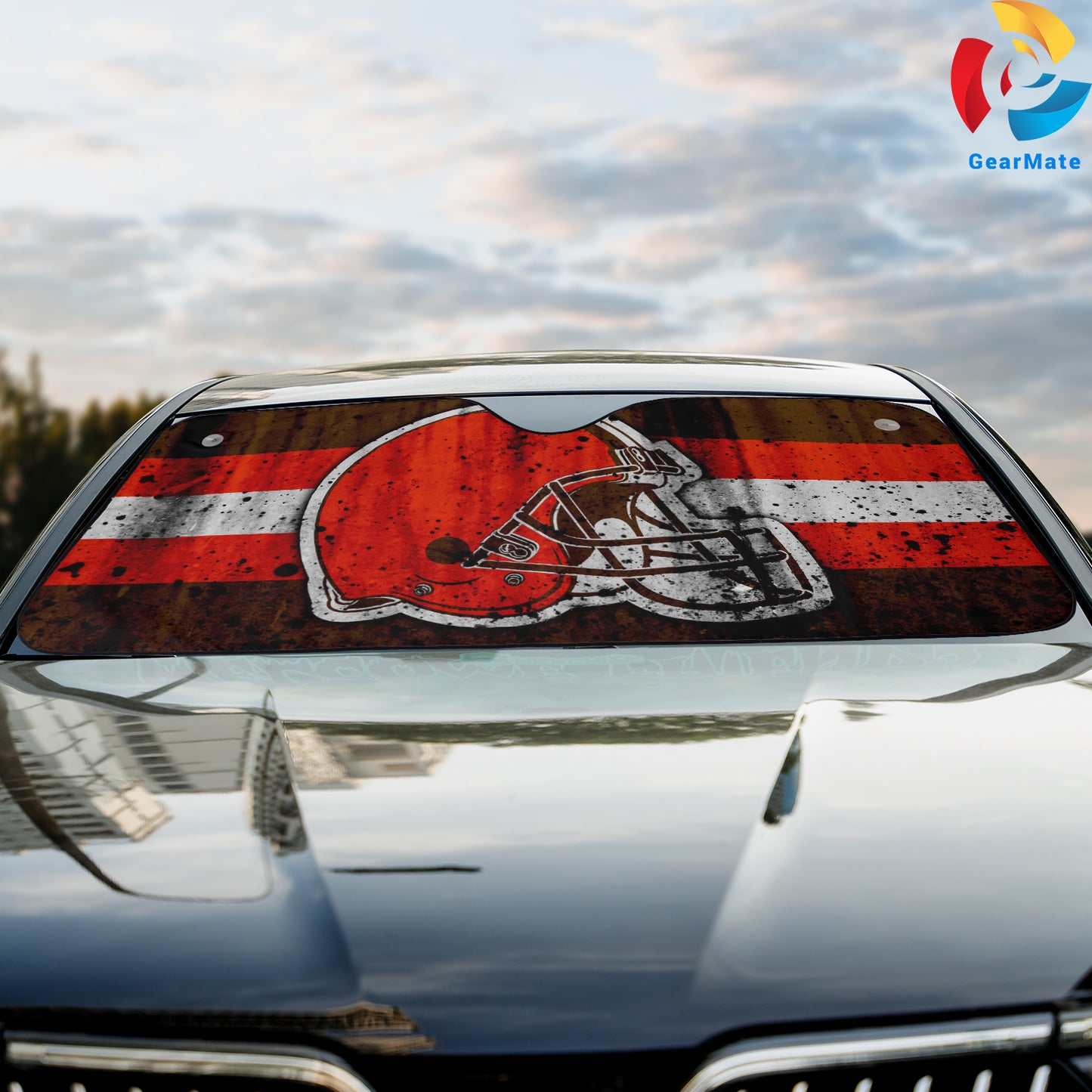 Cleveland Browns NFL Football Team Style Logo Reflective Car Sunshade – Premium Heat & UV Protection, Universal Fit