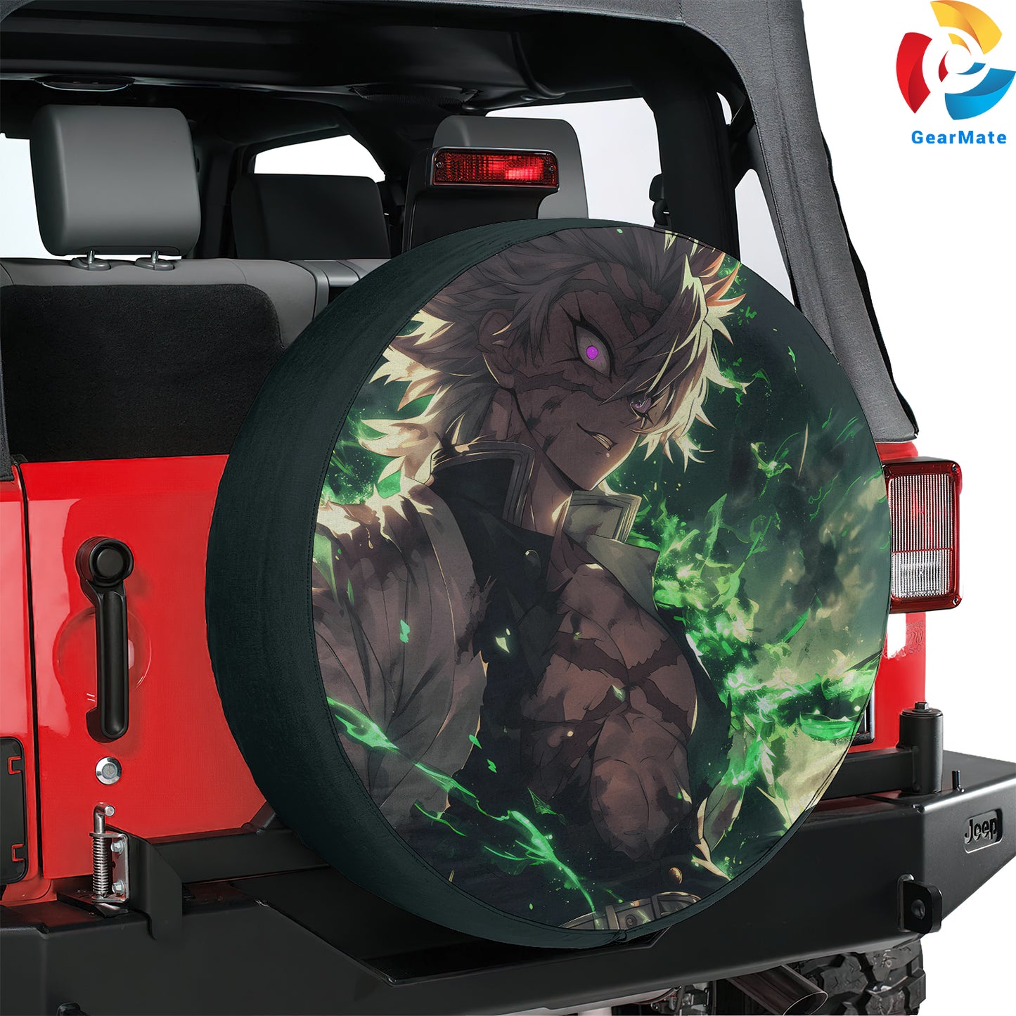 Demon Slayer Sanemi Shinazugawa Anime Spare Tire Cover – Premium Waterproof UV Resistant Protector