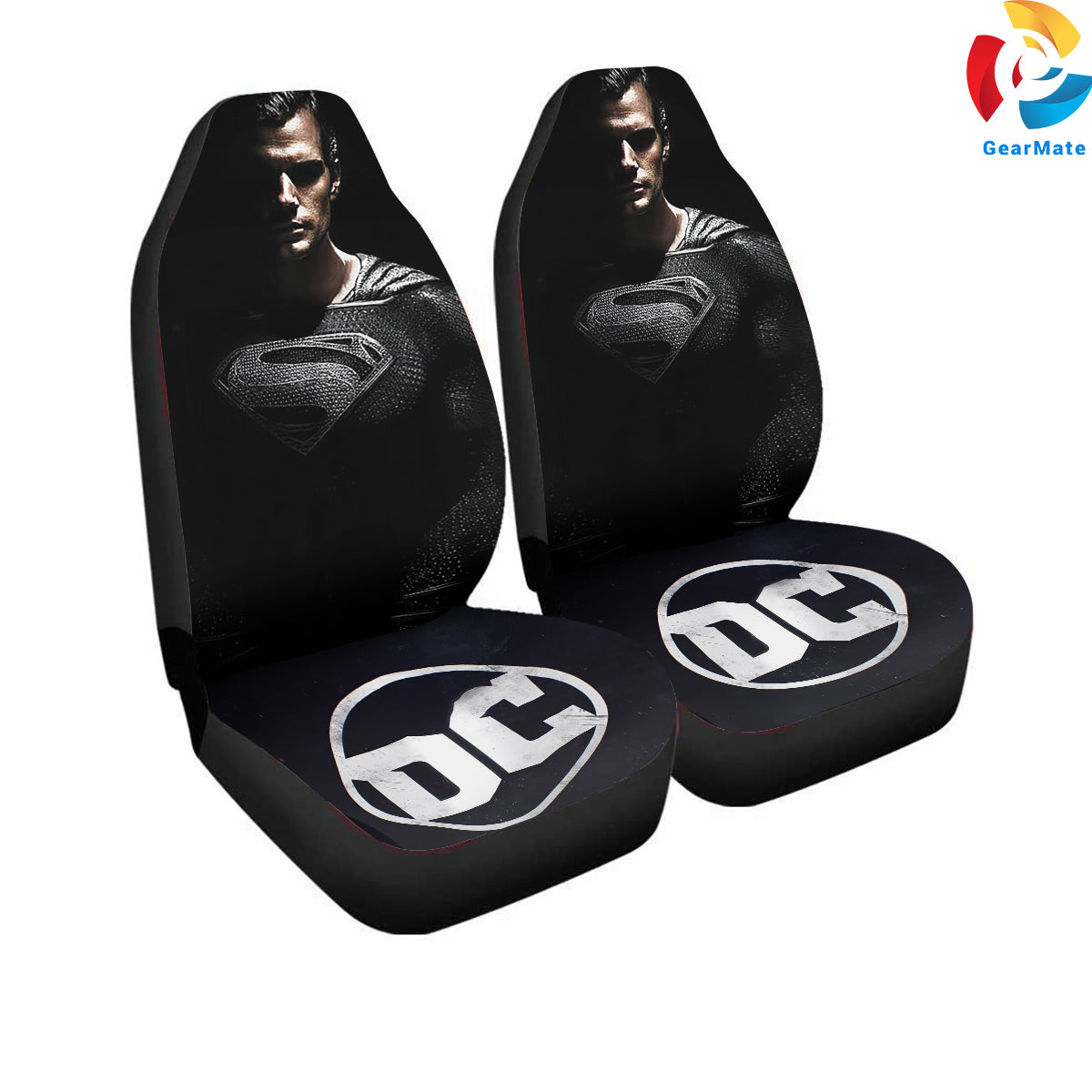 Black Superman DC Car Seat Covers – High Quality Graphic and Polar Fleece Protector Set