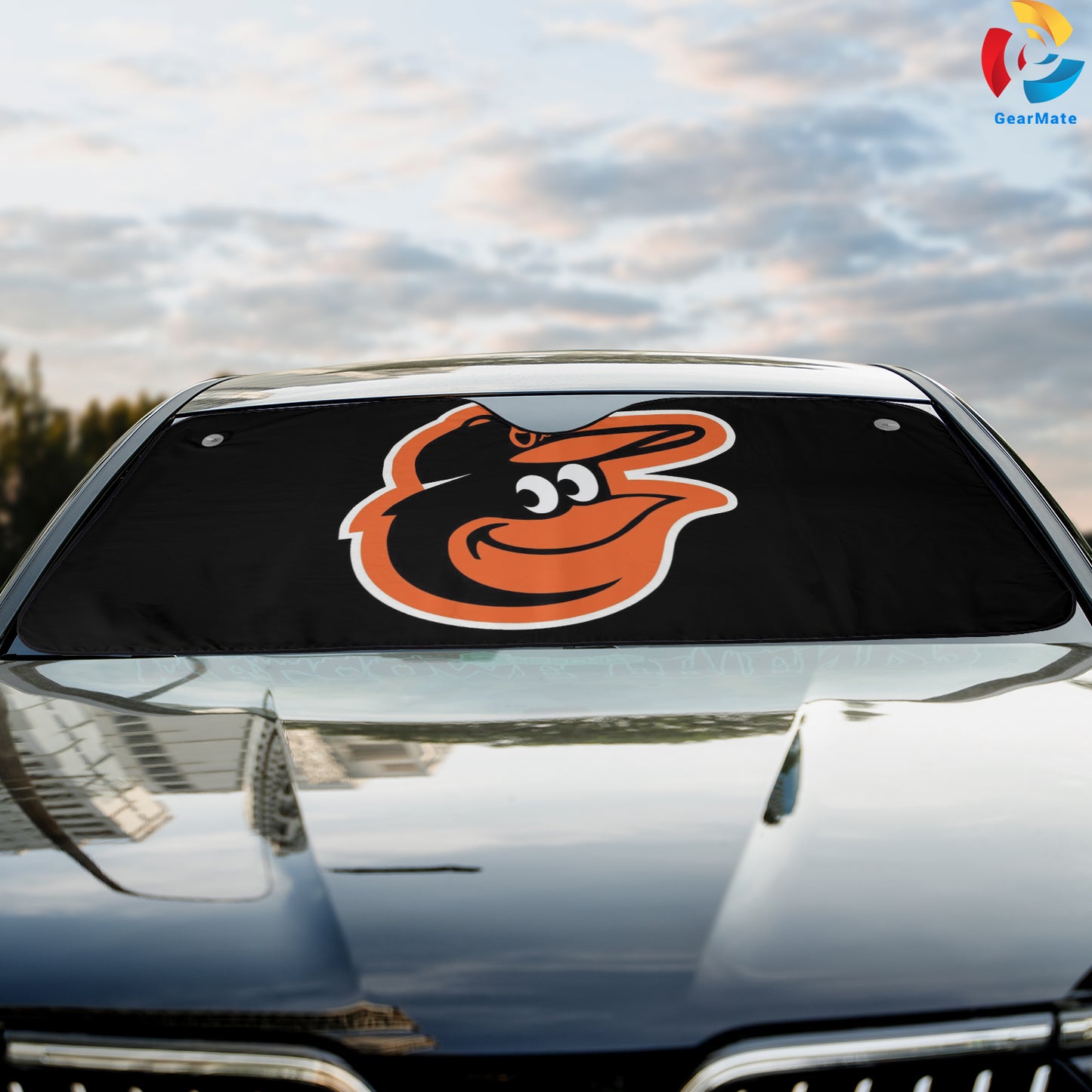 Baltimore Orioles MLB Team Pride Reflective Car Sunshade – Premium Heat & UV Protection, Universal Fit