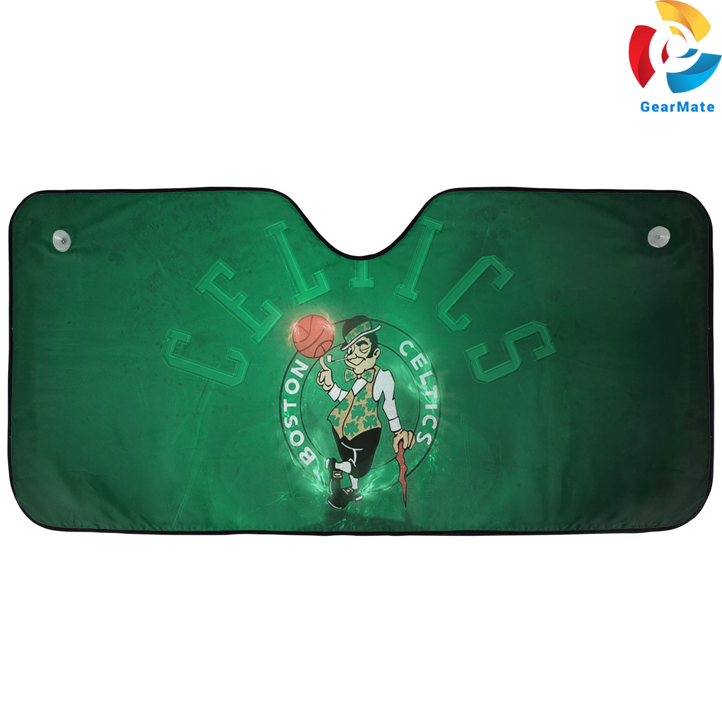 Boston Celtics Green Logo Reflective Car Sunshade – Premium Heat & UV Protection, Universal Fit