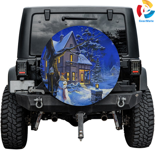 Merry Christmas 2024 Holiday House Spare Tire Cover – Premium Waterproof UV Resistant Protector