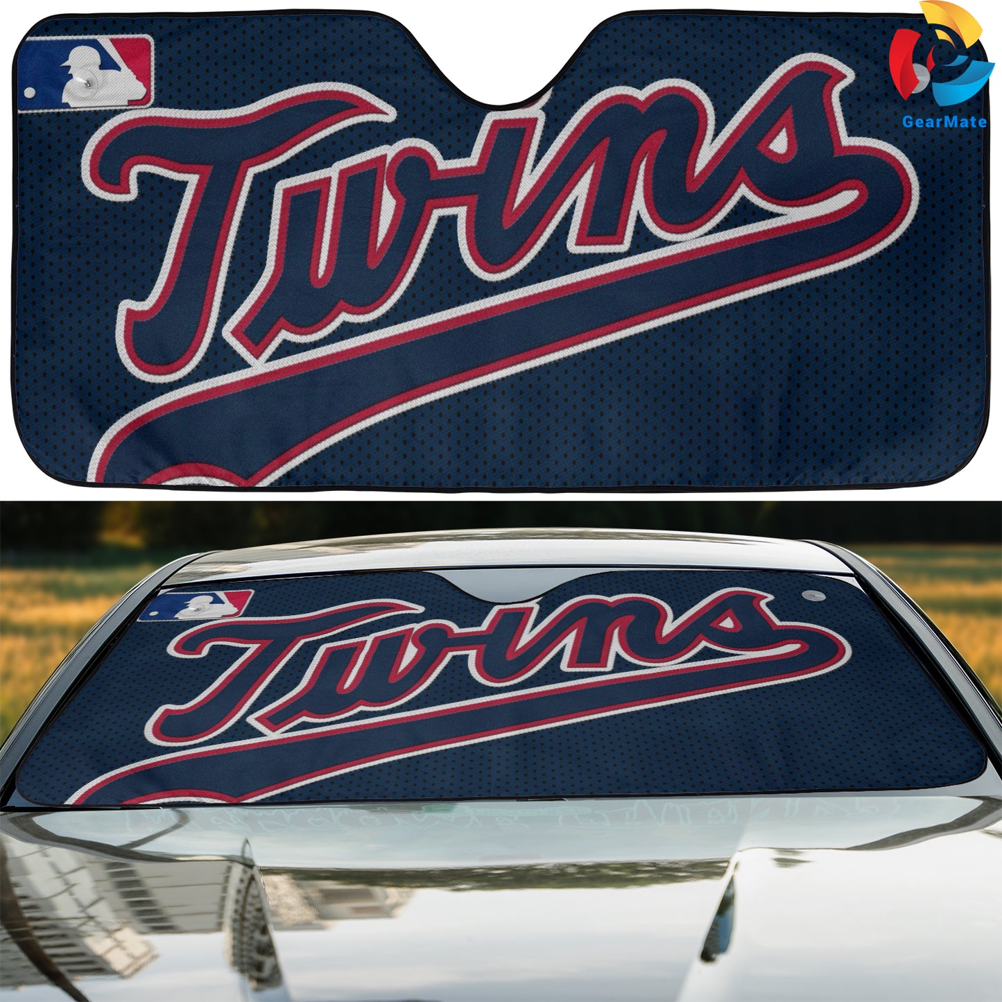 Minnesota Twins MLB Baseball Logo Letters Reflective Car Sunshade – Premium Heat & UV Protection, Universal Fit