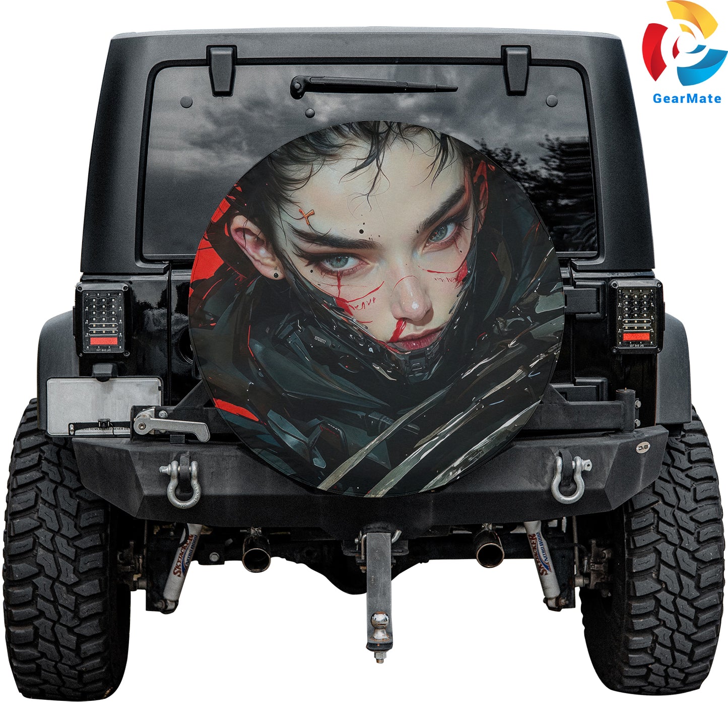 Cyberpunk Anime Girl Sci-fi Spare Tire Cover – Premium Waterproof UV Resistant Protector