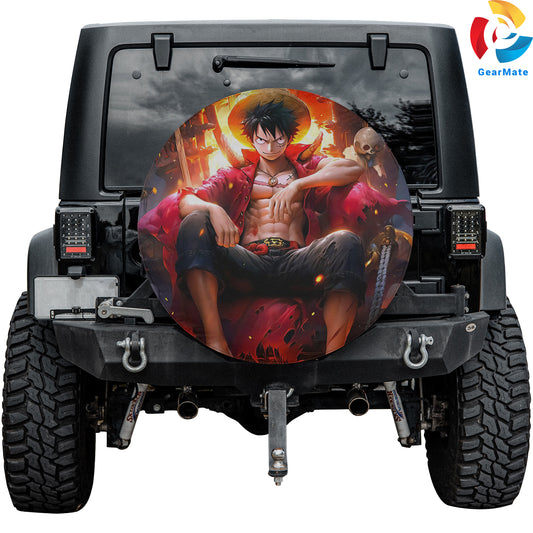 One Piece Monkey D Luffy Never Give Up Spare Tire Cover – Premium Waterproof UV-Resistant Protector