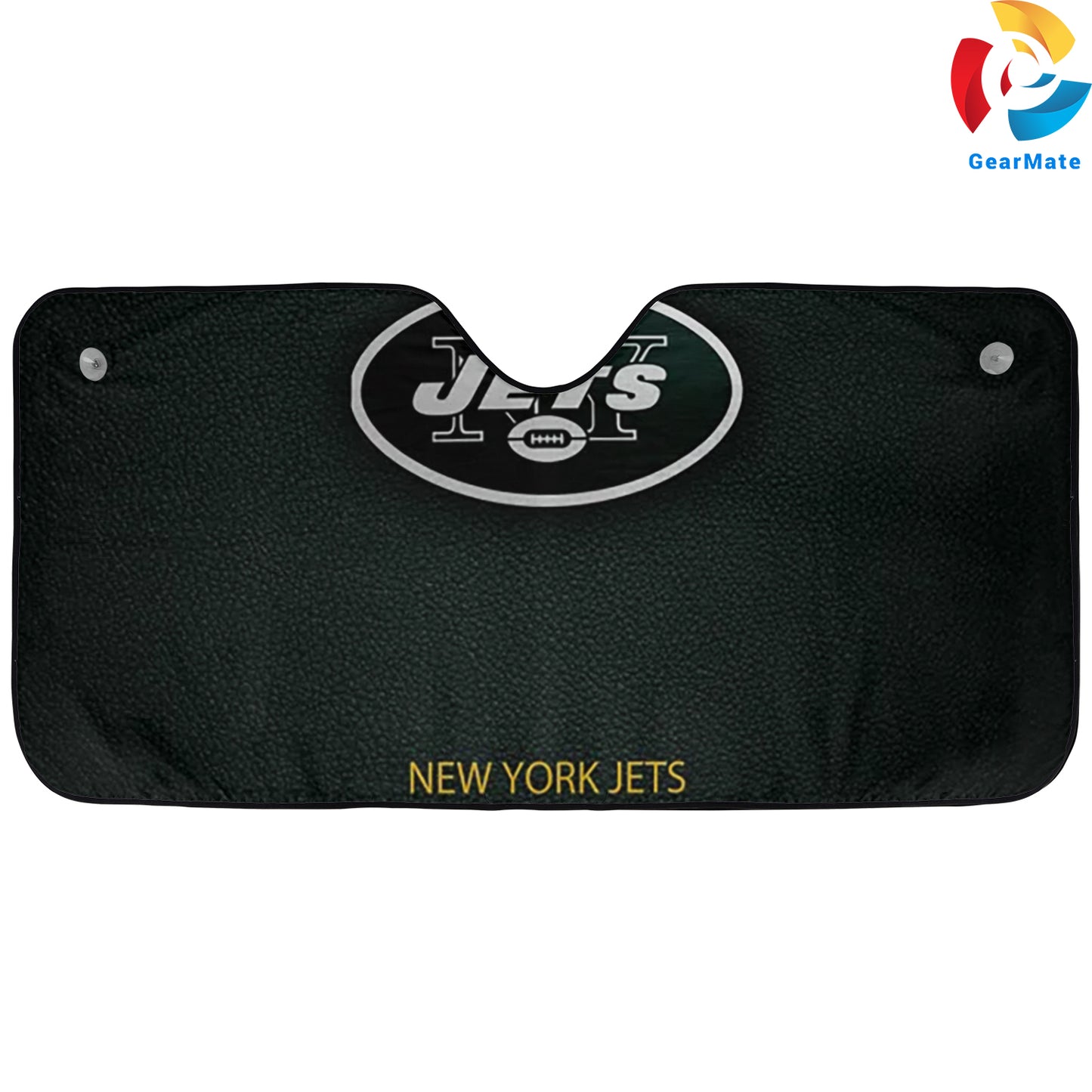 New York Jets NFL Football Game Leather Style Car Cover Reflective Car Sunshade – Premium Heat & UV Protection, Universal Fit