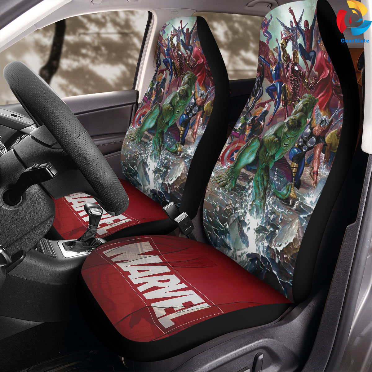 Marvel Superheroes Assemble Car Seat Covers – High Quality Graphic and Polar Fleece Protector Set