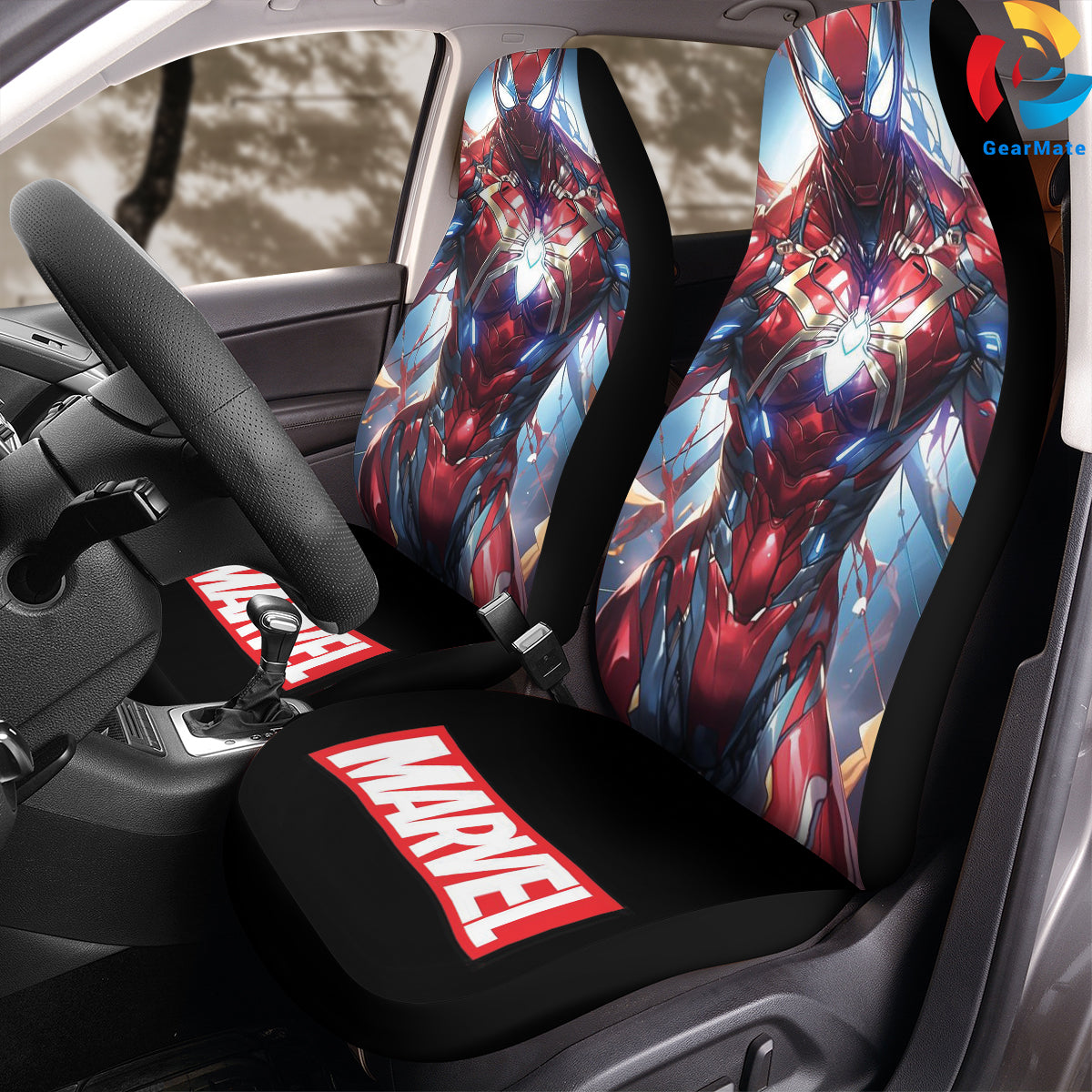 Marvel Spiderman Advanced Suit Car Seat Covers – High Quality Graphic and Polar Fleece Protector Set