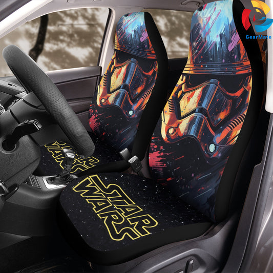 Starwars Storm Trooper Helmet Purple Sword Car Seat Covers – High Quality Graphic and Polar Fleece Protector Set