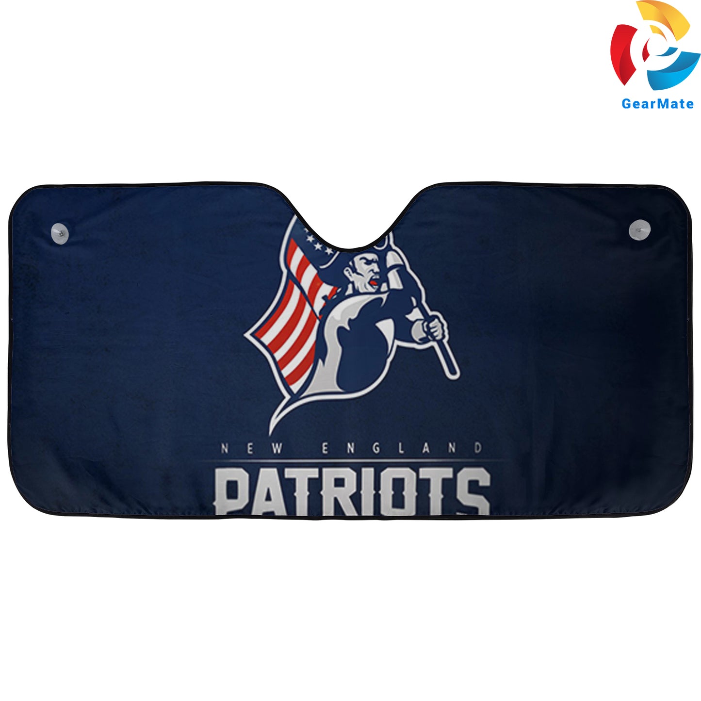 New England Patriots NFL Football Solid Blue Car Cover Reflective Car Sunshade – Premium Heat & UV Protection, Universal Fit