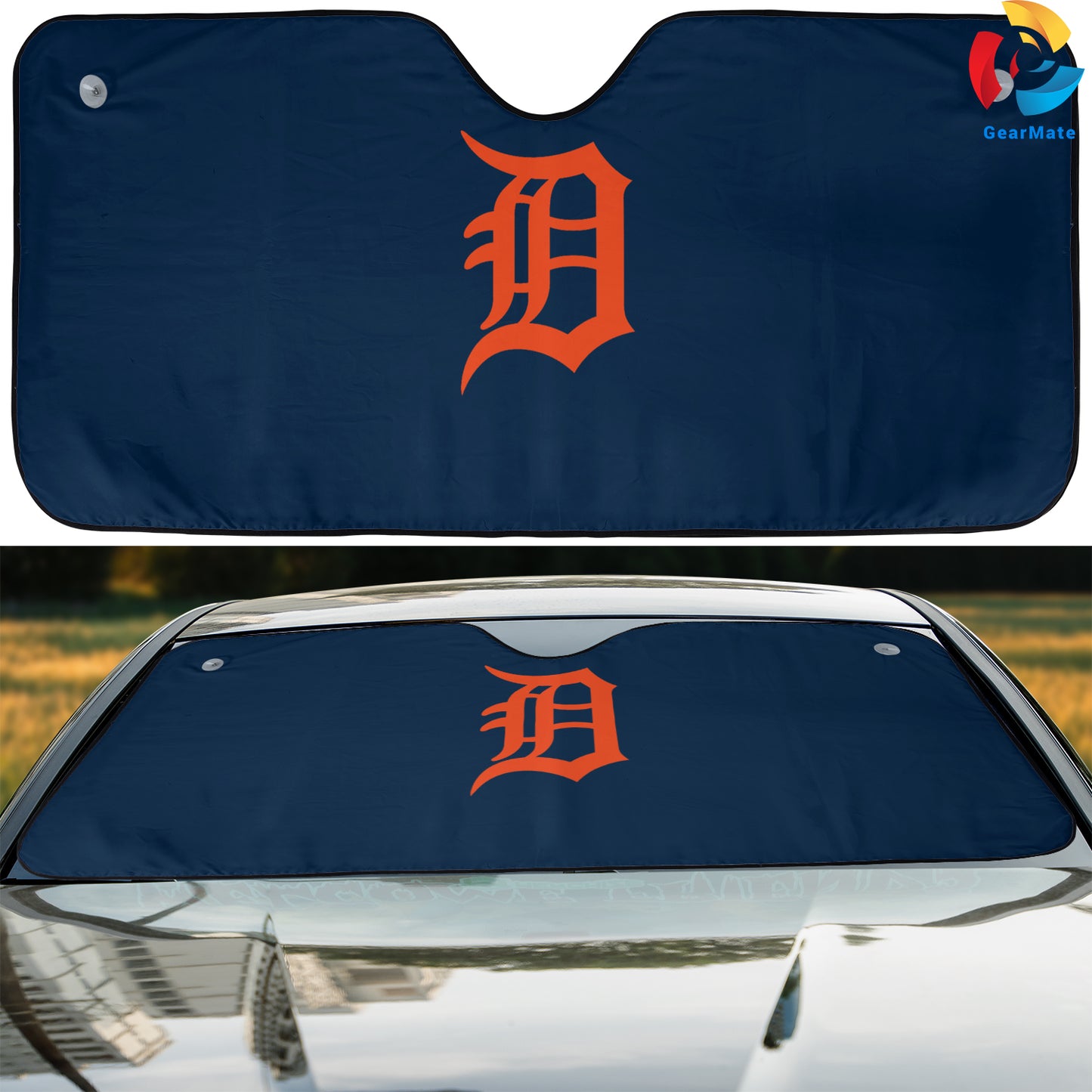 Detroit Tigers MLB Baseball Team Orange Letter Reflective Car Sunshade – Premium Heat & UV Protection, Universal Fit