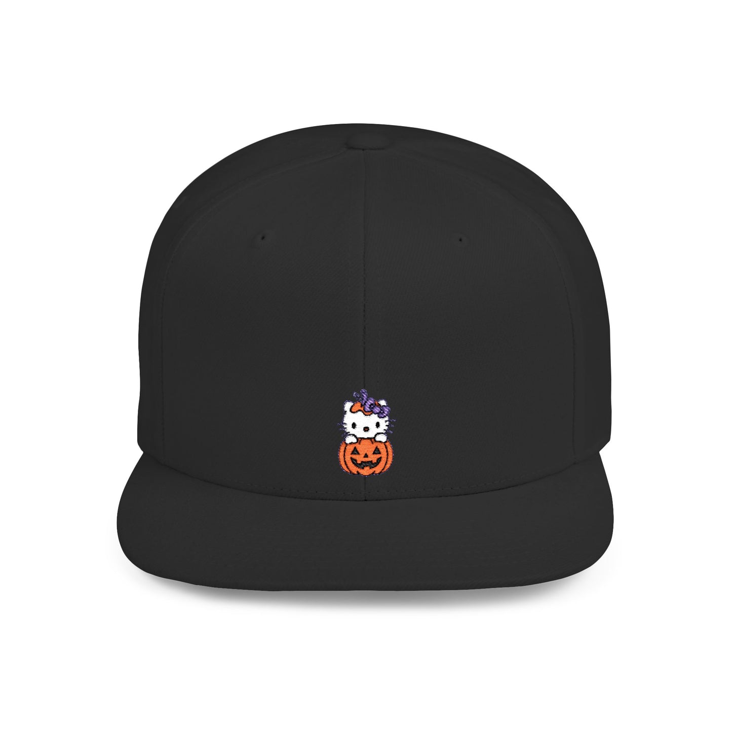 Icons Embroidered Kitty Pumpkin Flat Bill Snapback – Lightweight, Custom Fit, Premium Quality