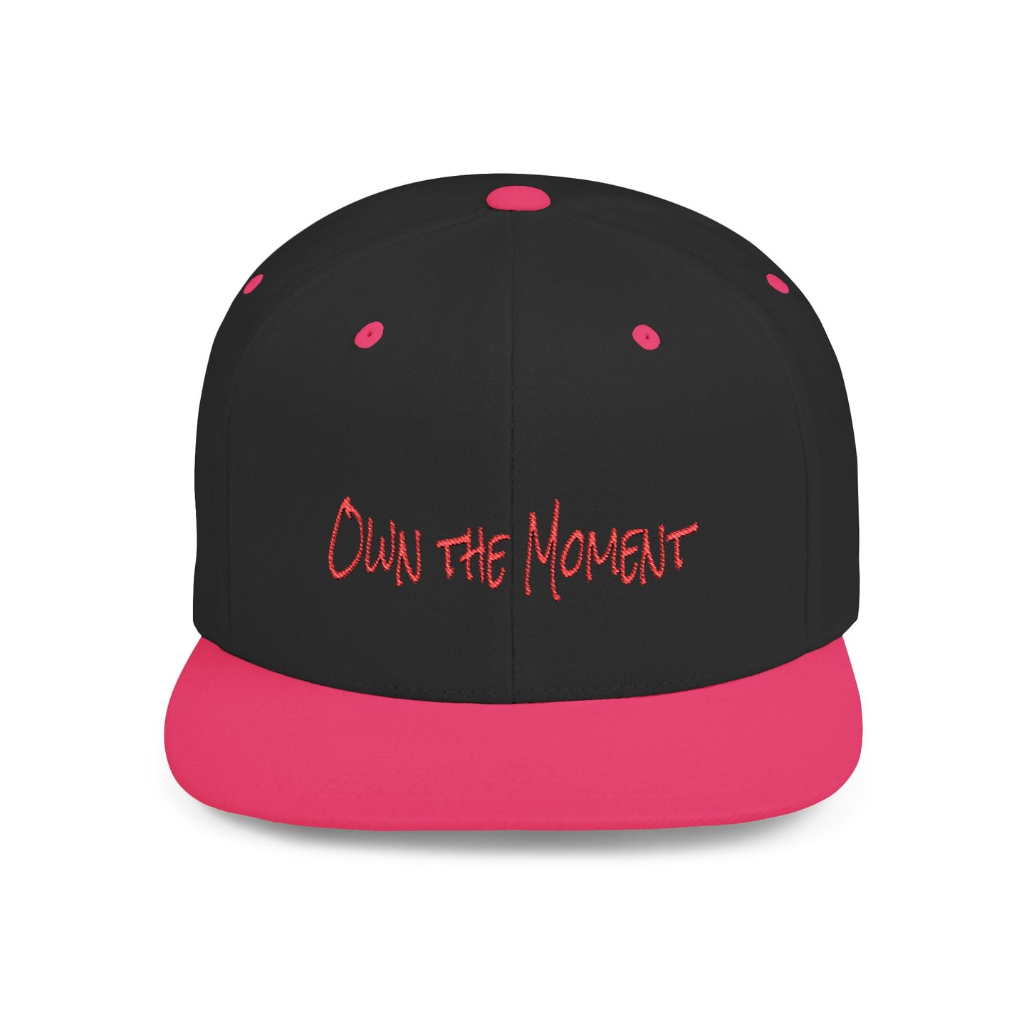 Text Own the Moment Flat Bill Snapback – Lightweight, Custom Fit, Premium Quality