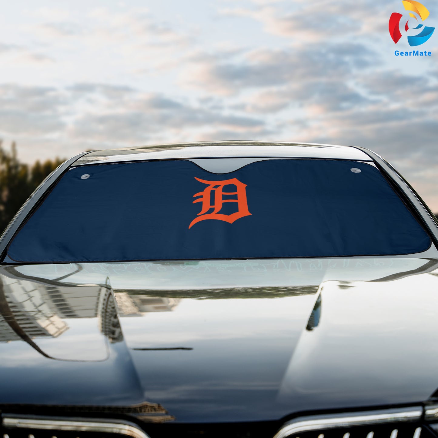 Detroit Tigers MLB Baseball Team Orange Letter Reflective Car Sunshade – Premium Heat & UV Protection, Universal Fit