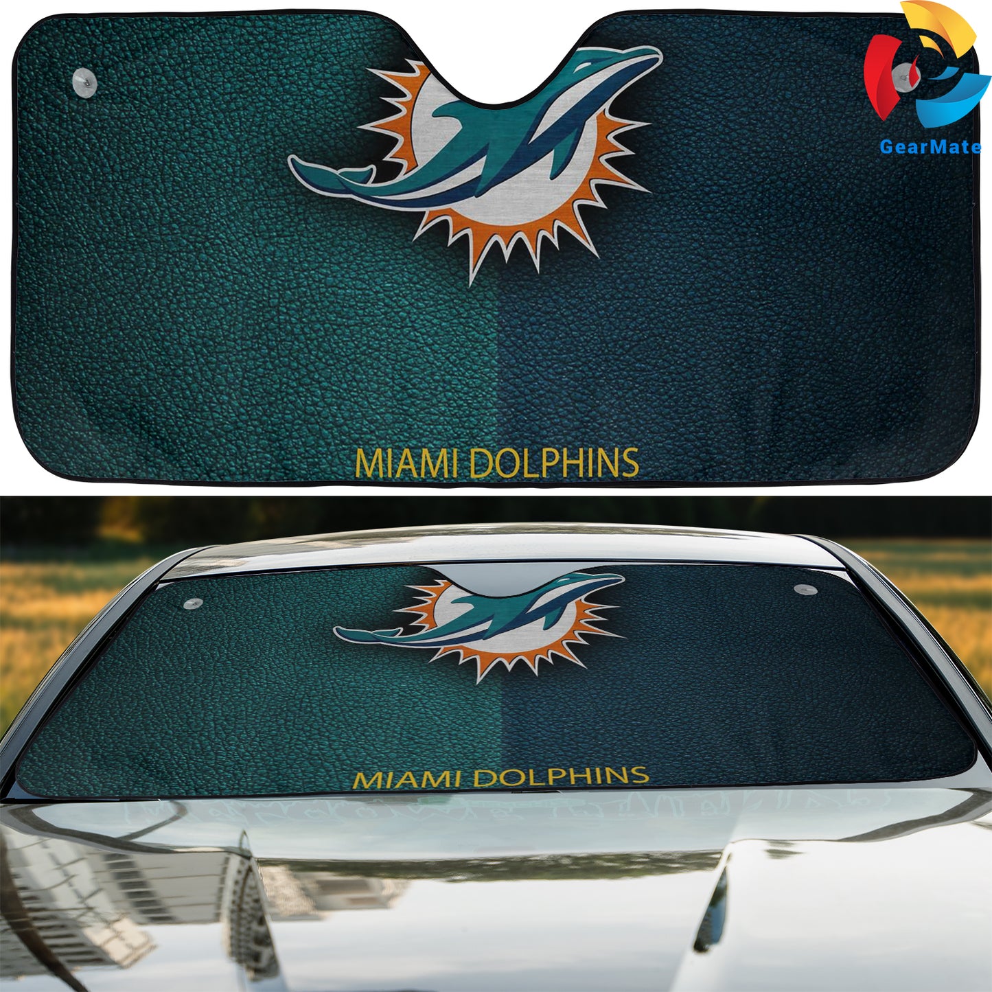 Miami Dolphins NFL Football Team Logo Pirit Cover Reflective Car Sunshade – Premium Heat & UV Protection, Universal Fit