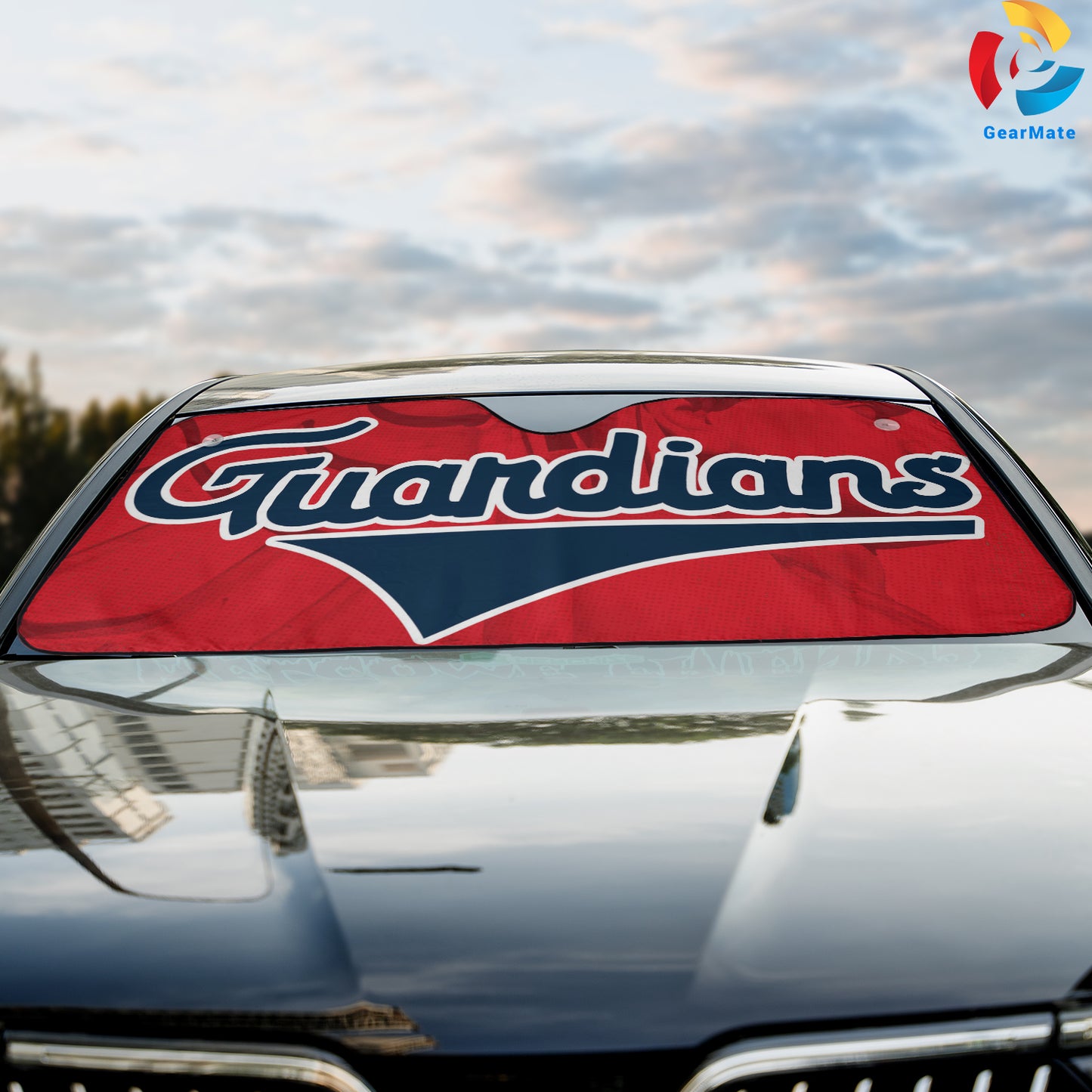 Cleveland Guardians MLB Baseball Team Spirit Background Reflective Car Sunshade – Premium Heat & UV Protection, Universal Fit