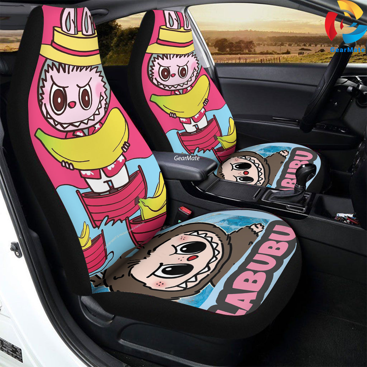 Labubu Fruit Car Seat Covers – High Quality Graphic and Polar Fleece Protector Set