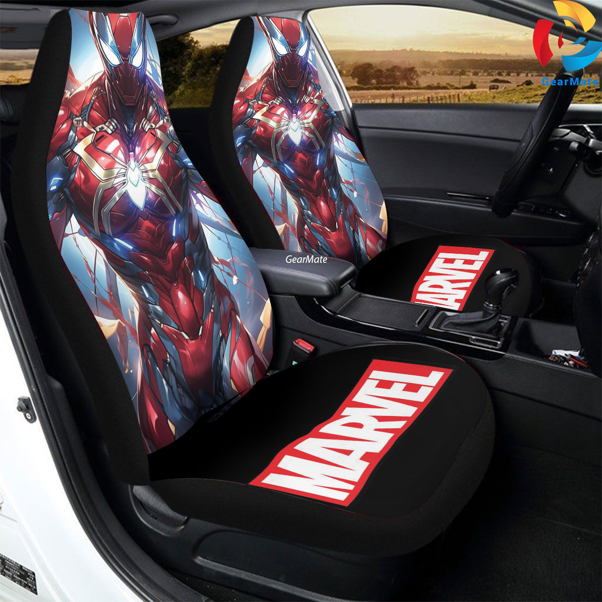 Marvel Spiderman Advanced Suit Car Seat Covers – High Quality Graphic and Polar Fleece Protector Set