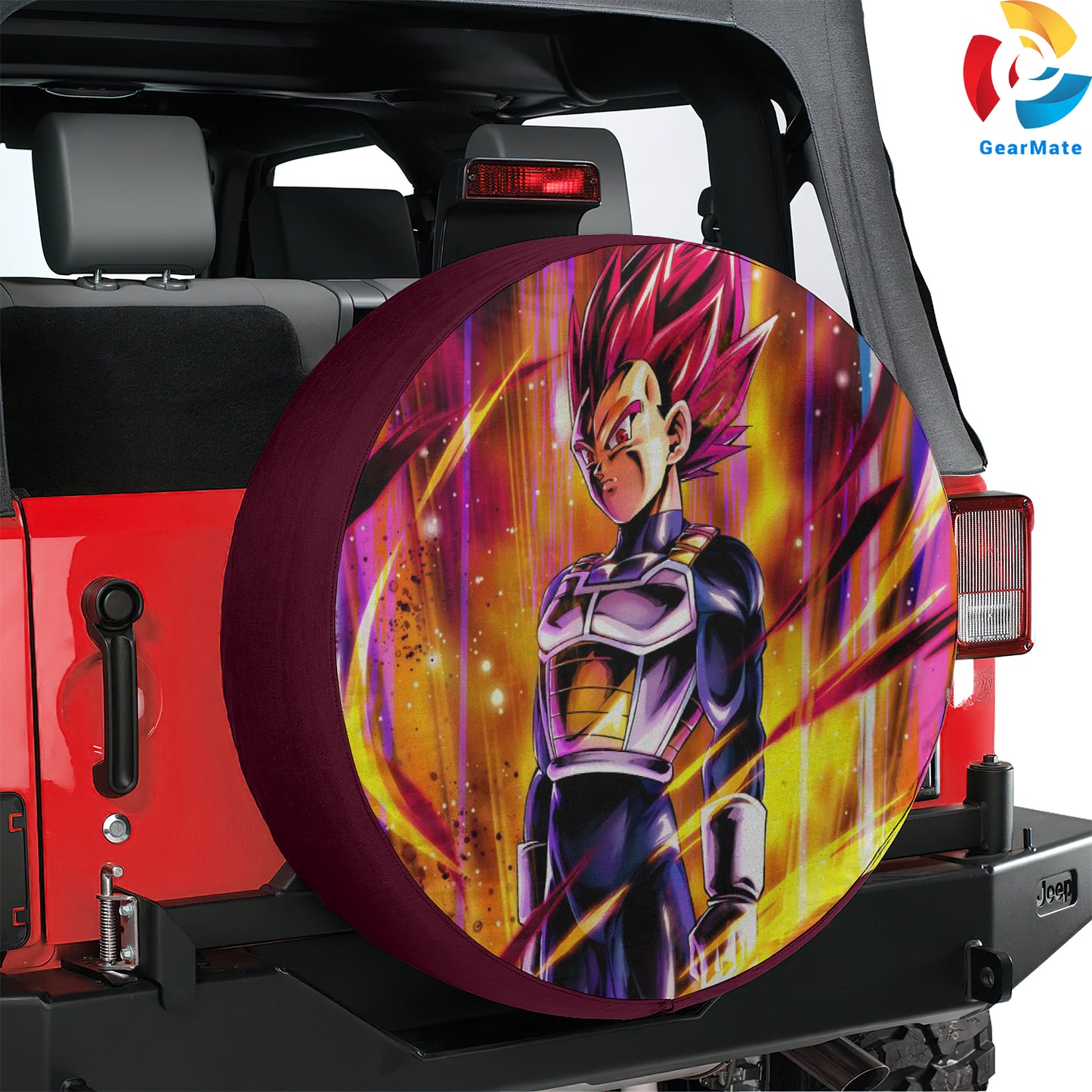 Dragon Ball Super Saiyan God Vegeta Legends Spare Tire Cover – Premium Waterproof UV-Resistant Protector