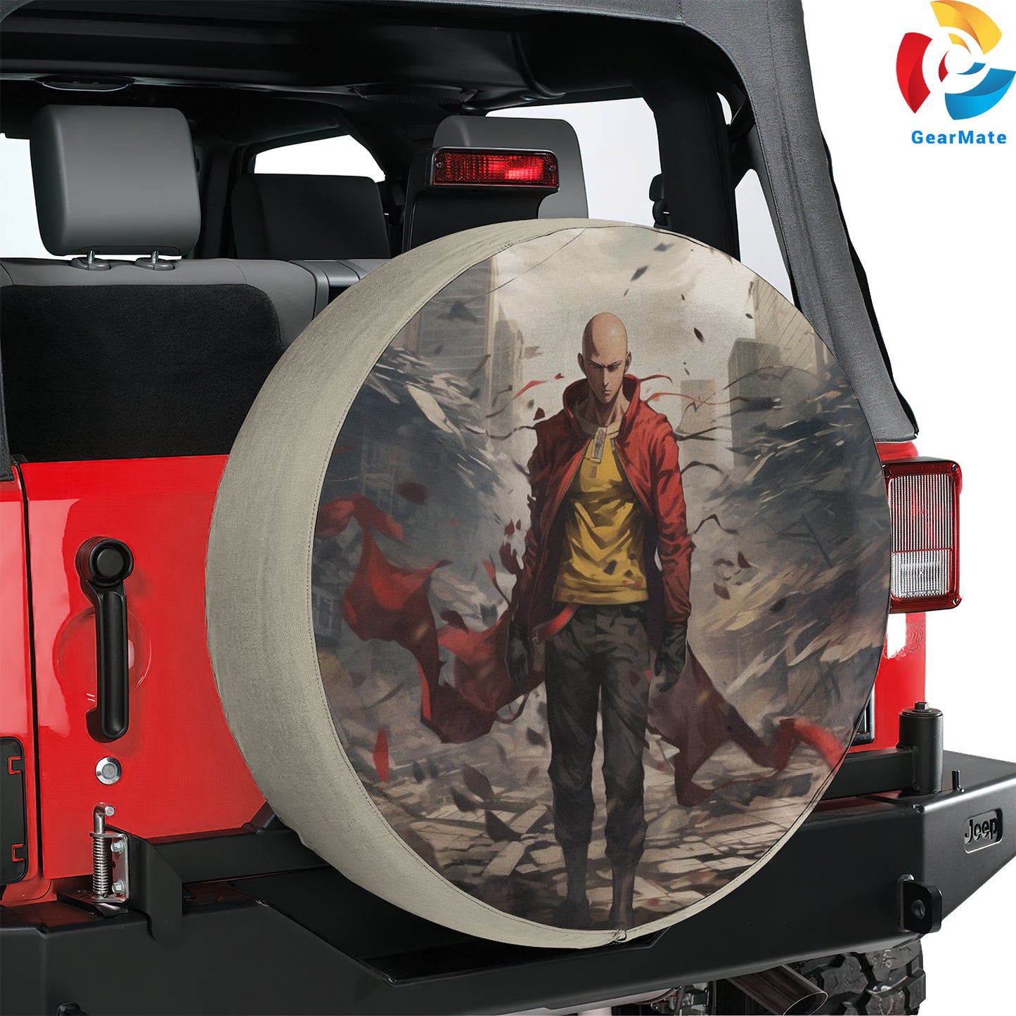 One Punch Man Saitama Spare Tire Cover – Premium Waterproof UV-Resistant Protector