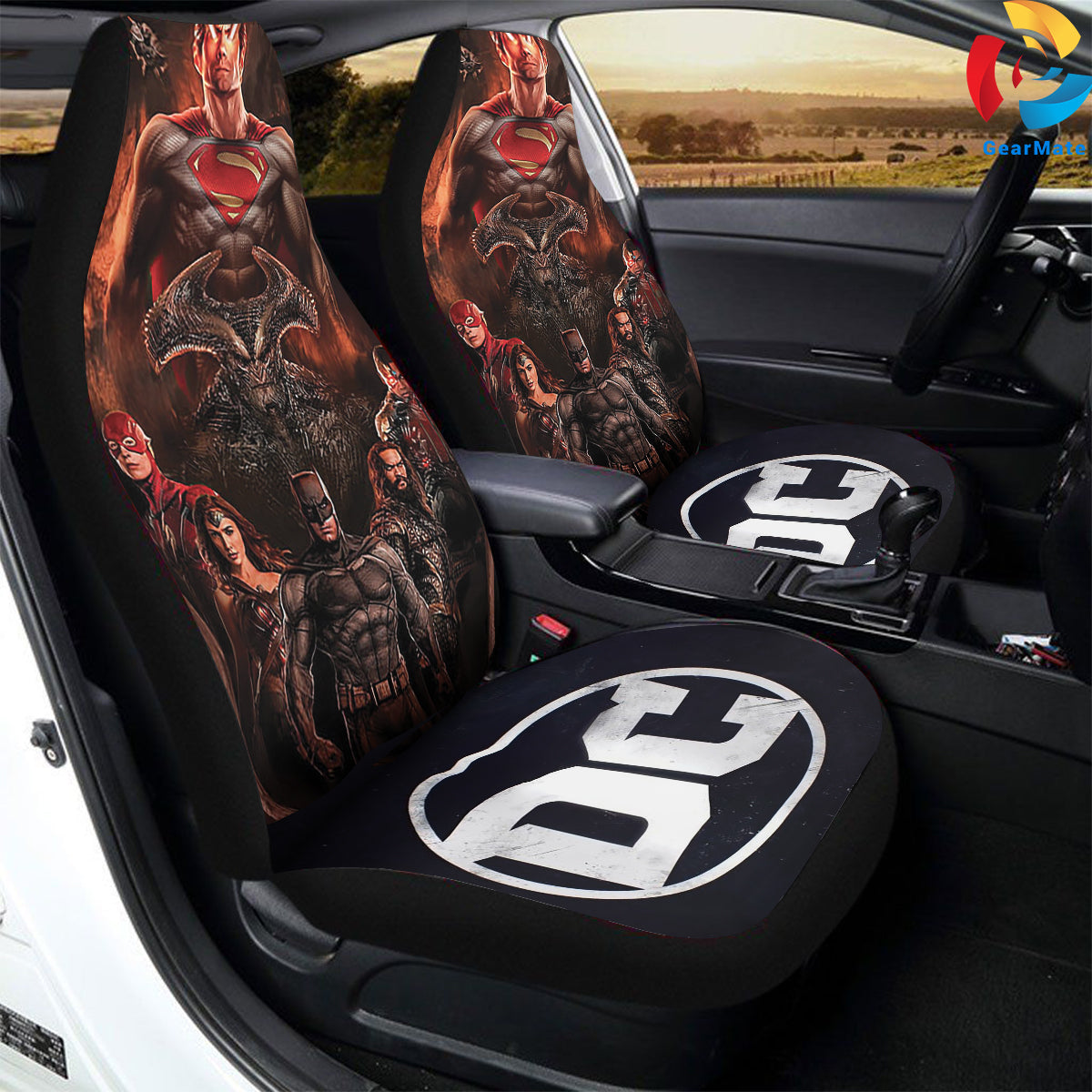 Justice League DC Car Seat Covers – High Quality Graphic and Polar Fleece Protector Set