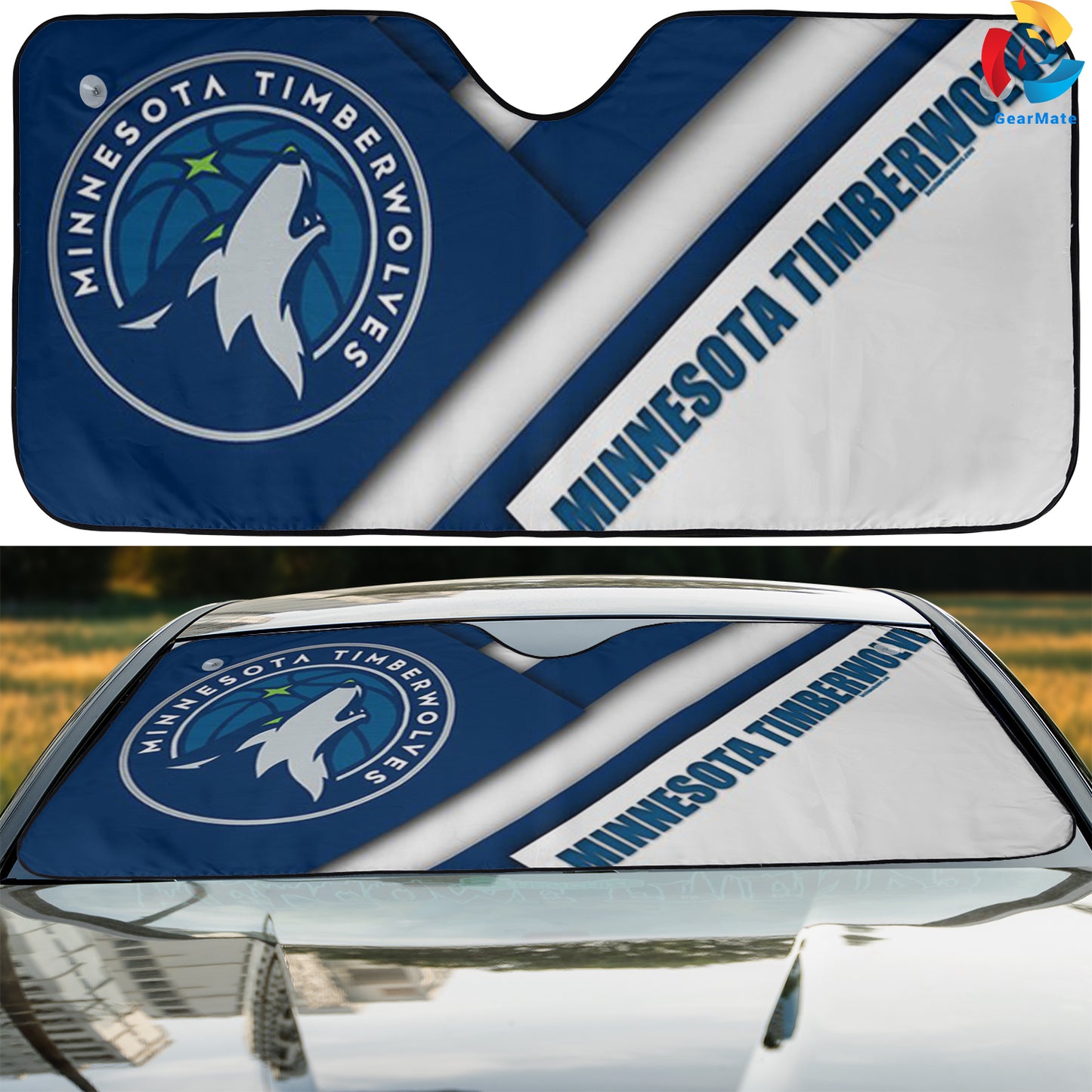 Minnesota Timberwolves NBA Basketball Team Logo Reflective Car Sunshade – Premium Heat & UV Protection, Universal Fit