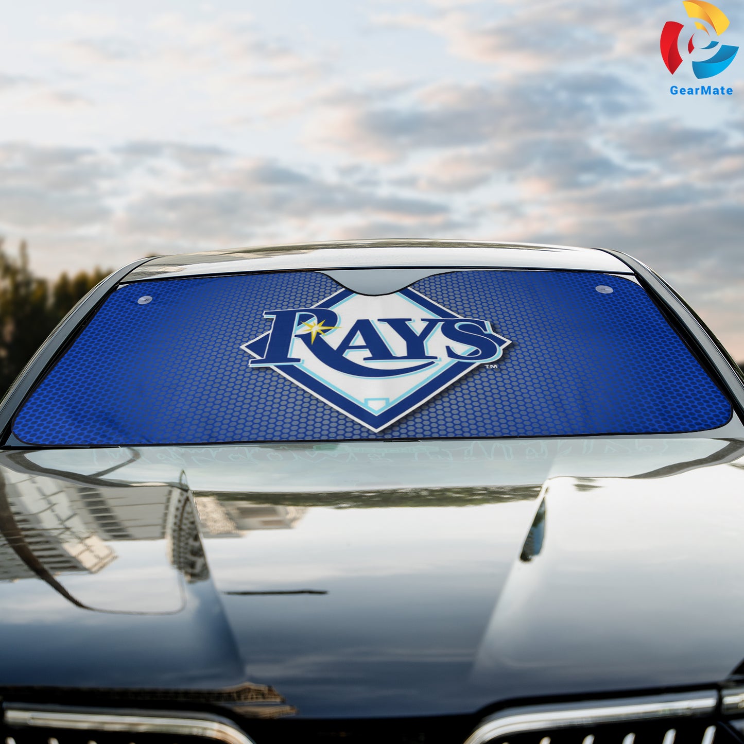 Tampa Bay Rays MLB Baseball Light Blue Car Cover Reflective Car Sunshade – Premium Heat & UV Protection, Universal Fit