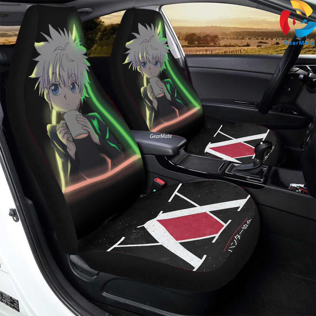 Hunter X Hunter Killua Neon Car Seat Covers – High Quality Graphic and Polar Fleece Protector Set