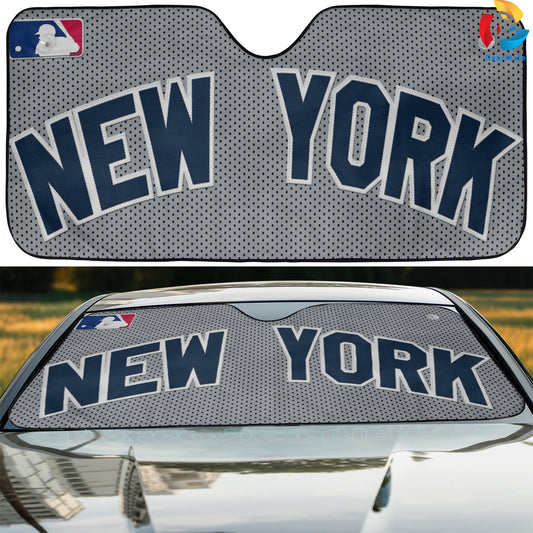 New York Yankees Baseball Team Gray Reflective Car Sunshade – Premium Heat & UV Protection, Universal Fit