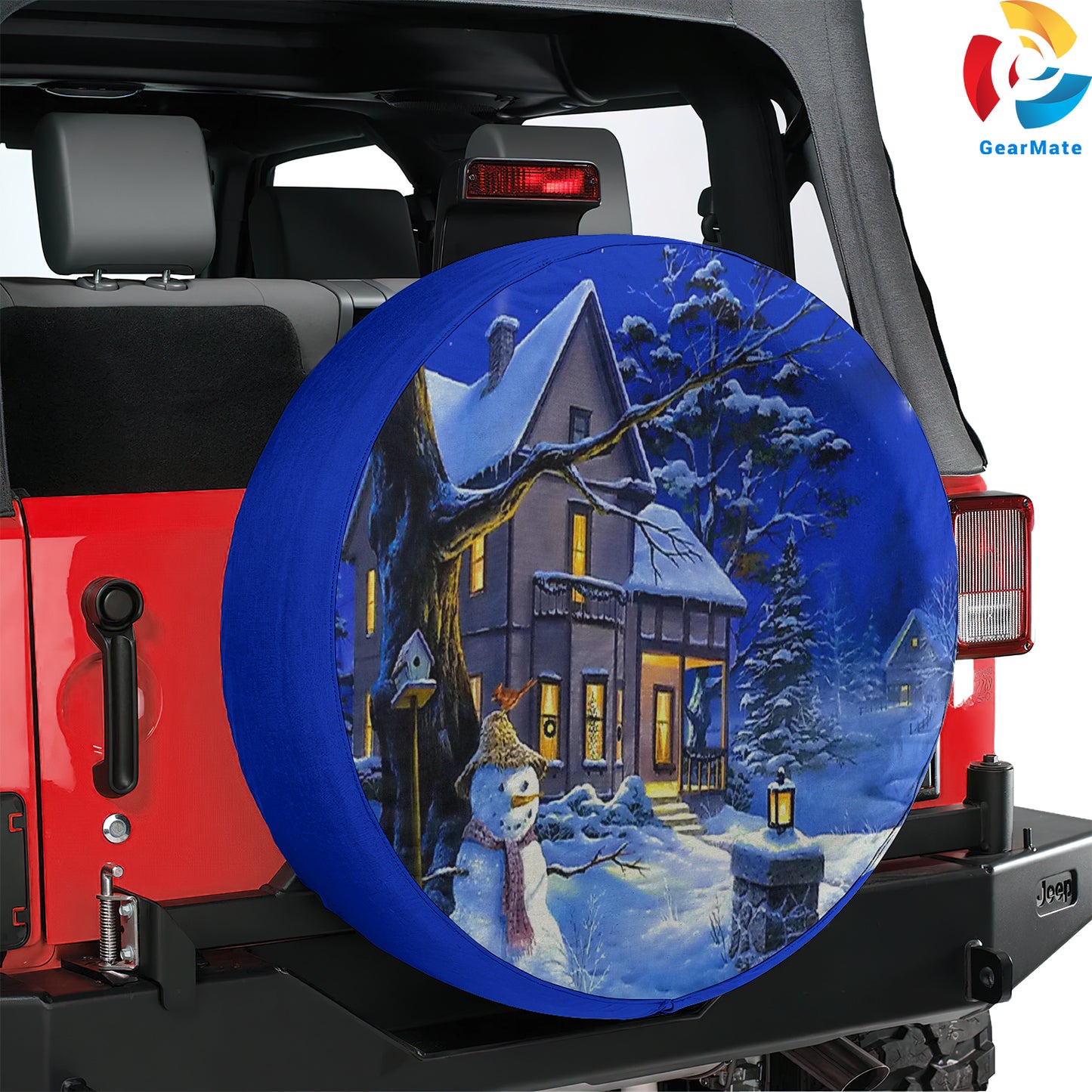 Merry Christmas 2024 Holiday House Spare Tire Cover – Premium Waterproof UV Resistant Protector