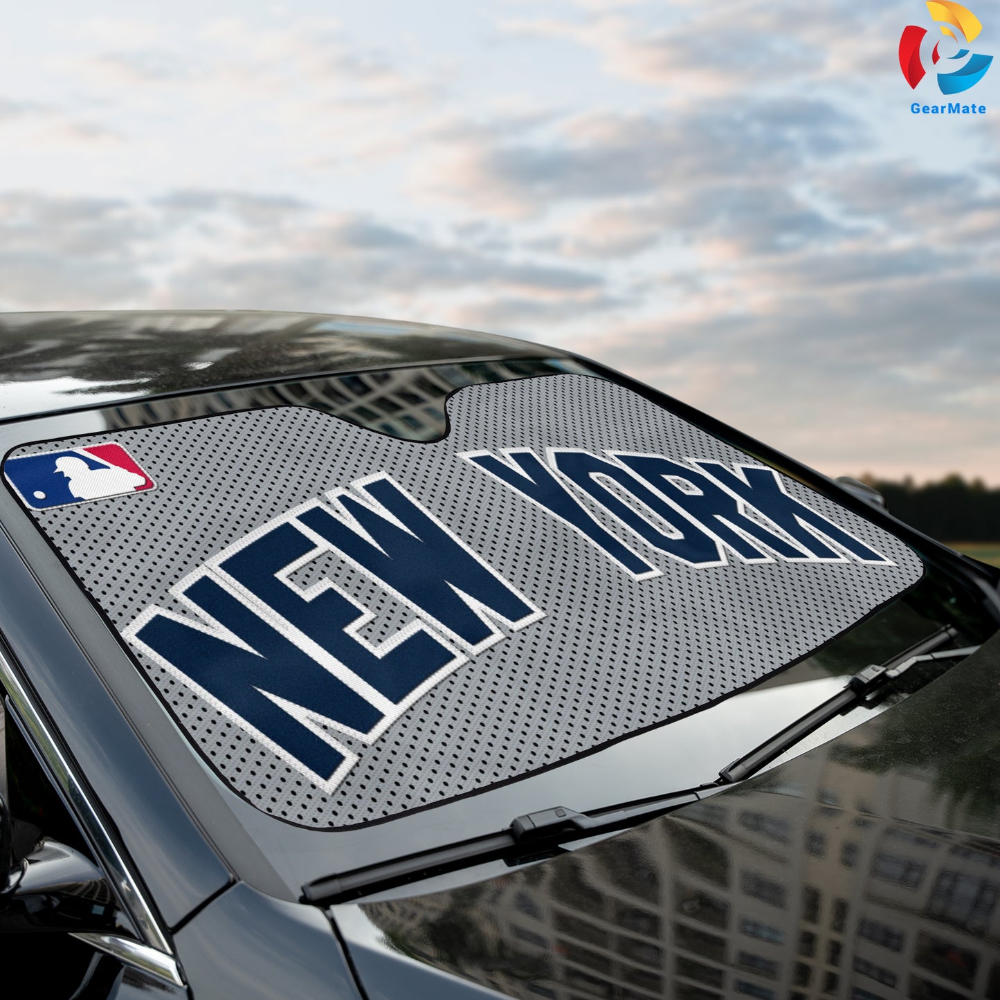 New York Yankees Baseball Team Gray Reflective Car Sunshade – Premium Heat & UV Protection, Universal Fit