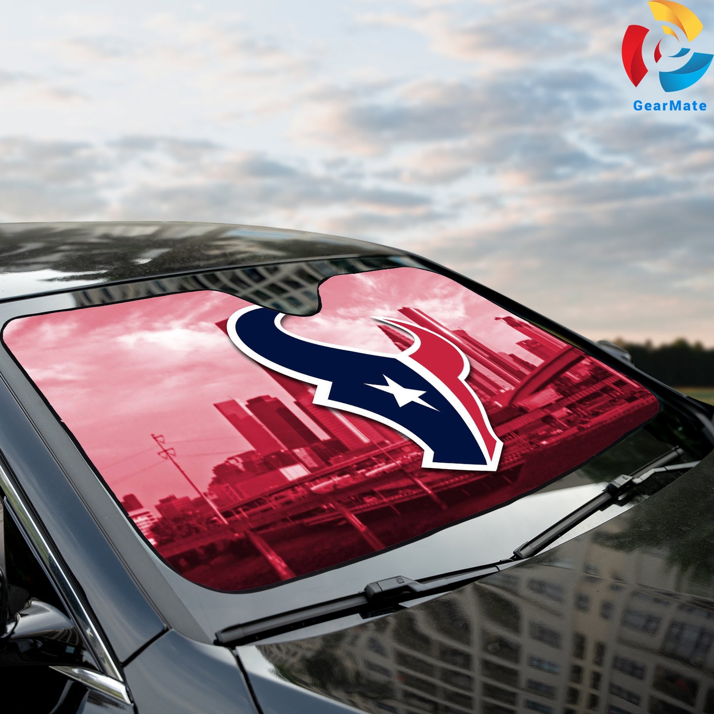 Houston Texans NFL Football Car Cover Reflective Car Sunshade – Premium Heat & UV Protection, Universal Fit