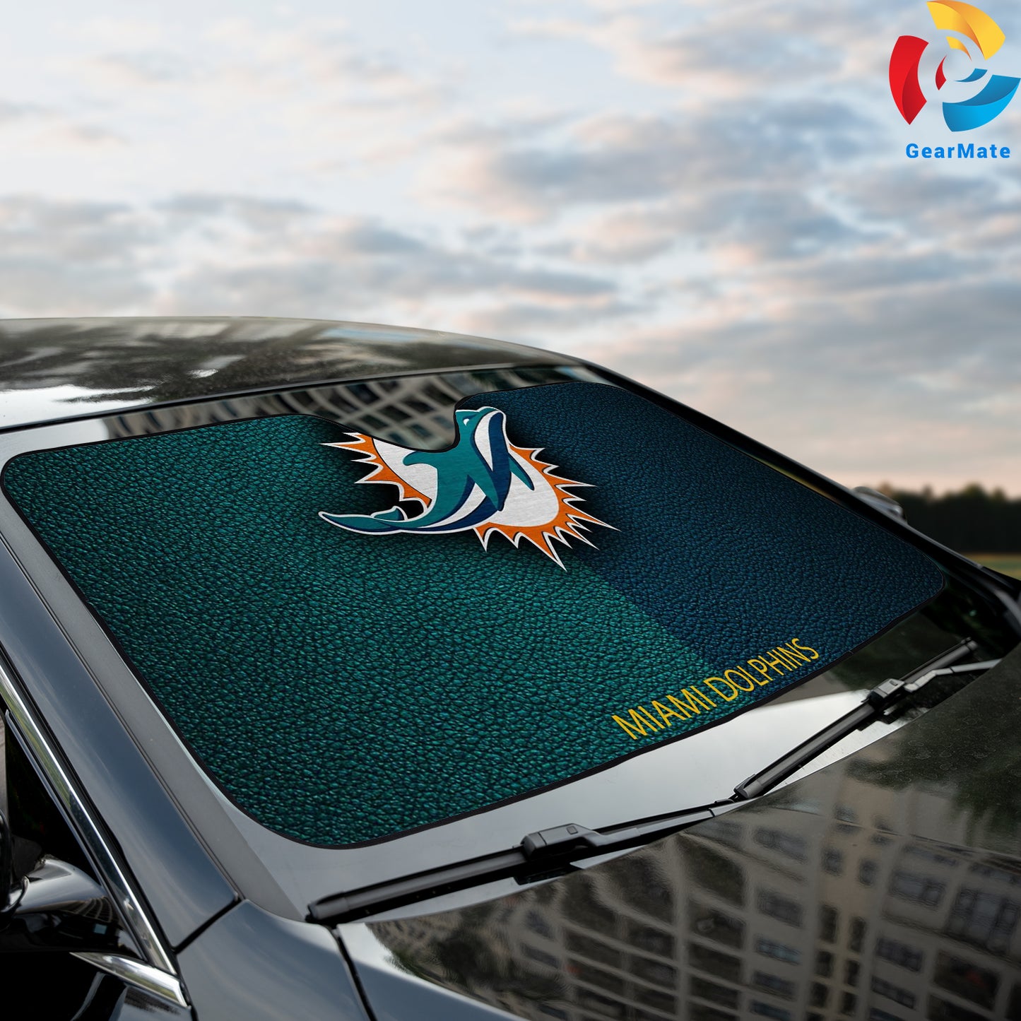 Miami Dolphins NFL Football Team Logo Pirit Cover Reflective Car Sunshade – Premium Heat & UV Protection, Universal Fit