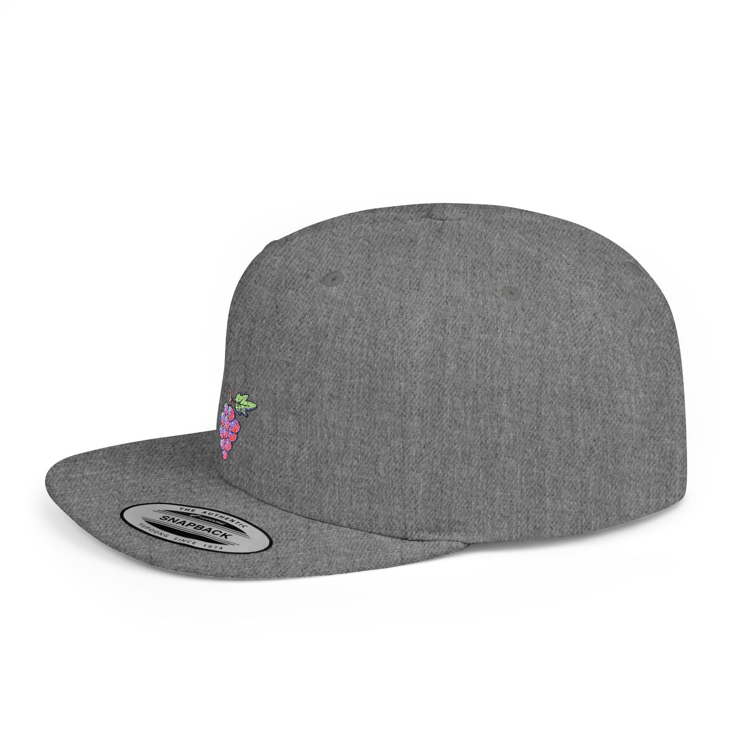 Icons Embroidered Grapes Flat Bill Snapback – Lightweight, Custom Fit, Premium Quality