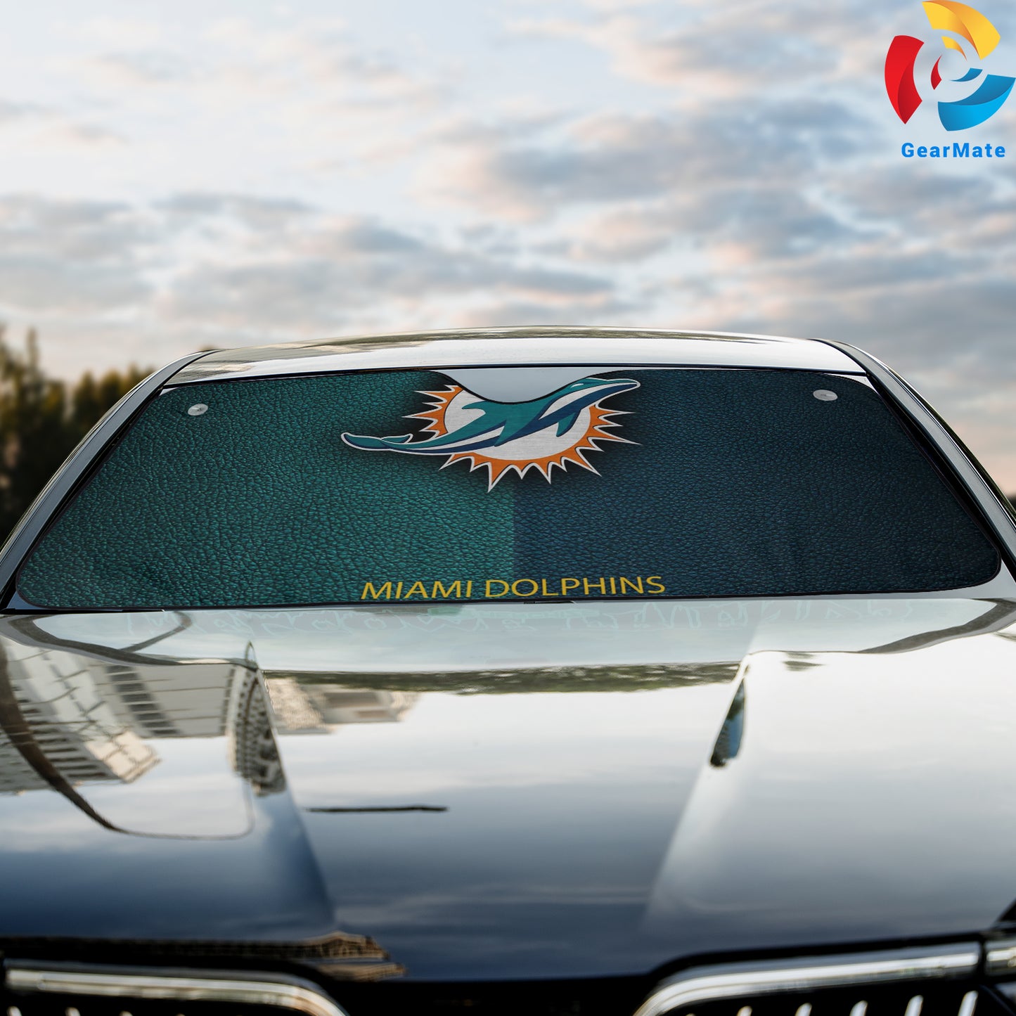 Miami Dolphins NFL Football Team Logo Pirit Cover Reflective Car Sunshade – Premium Heat & UV Protection, Universal Fit