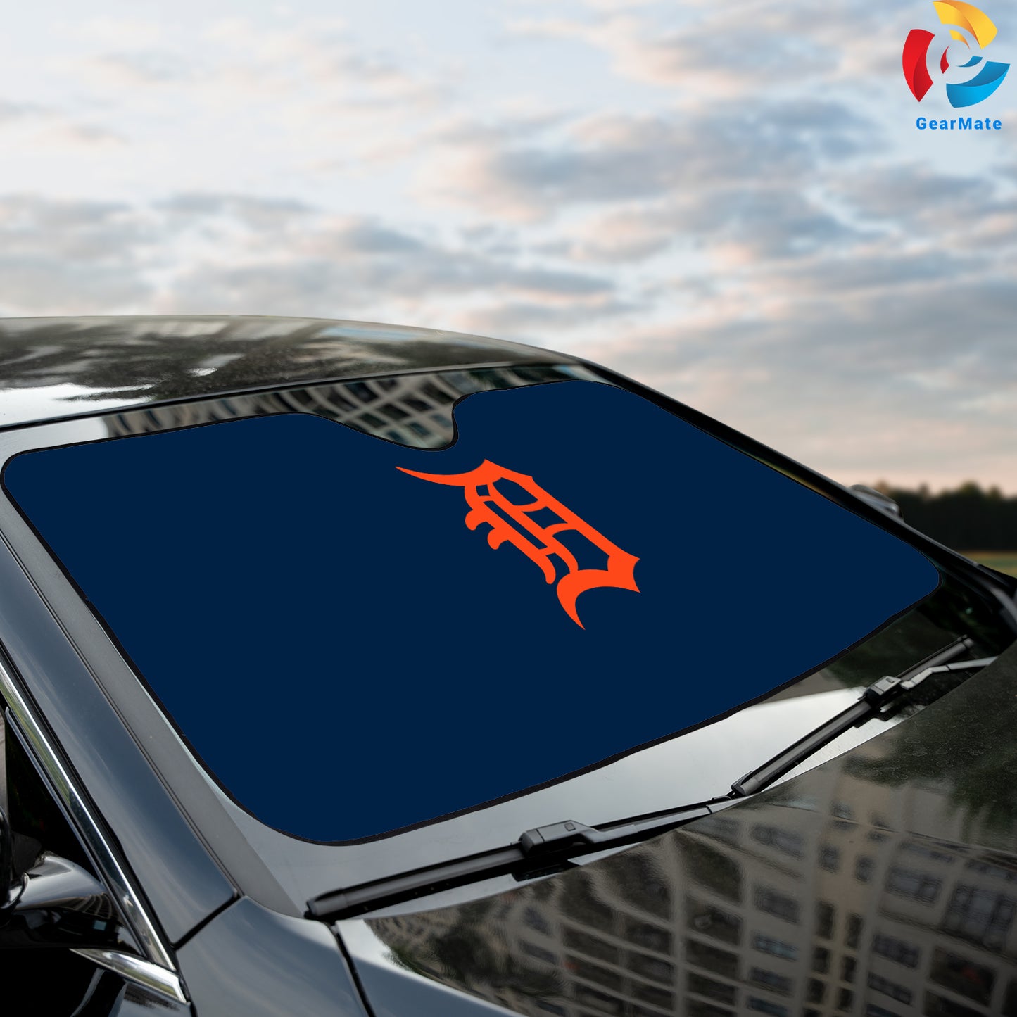 Detroit Tigers MLB Baseball Team Orange Letter Reflective Car Sunshade – Premium Heat & UV Protection, Universal Fit