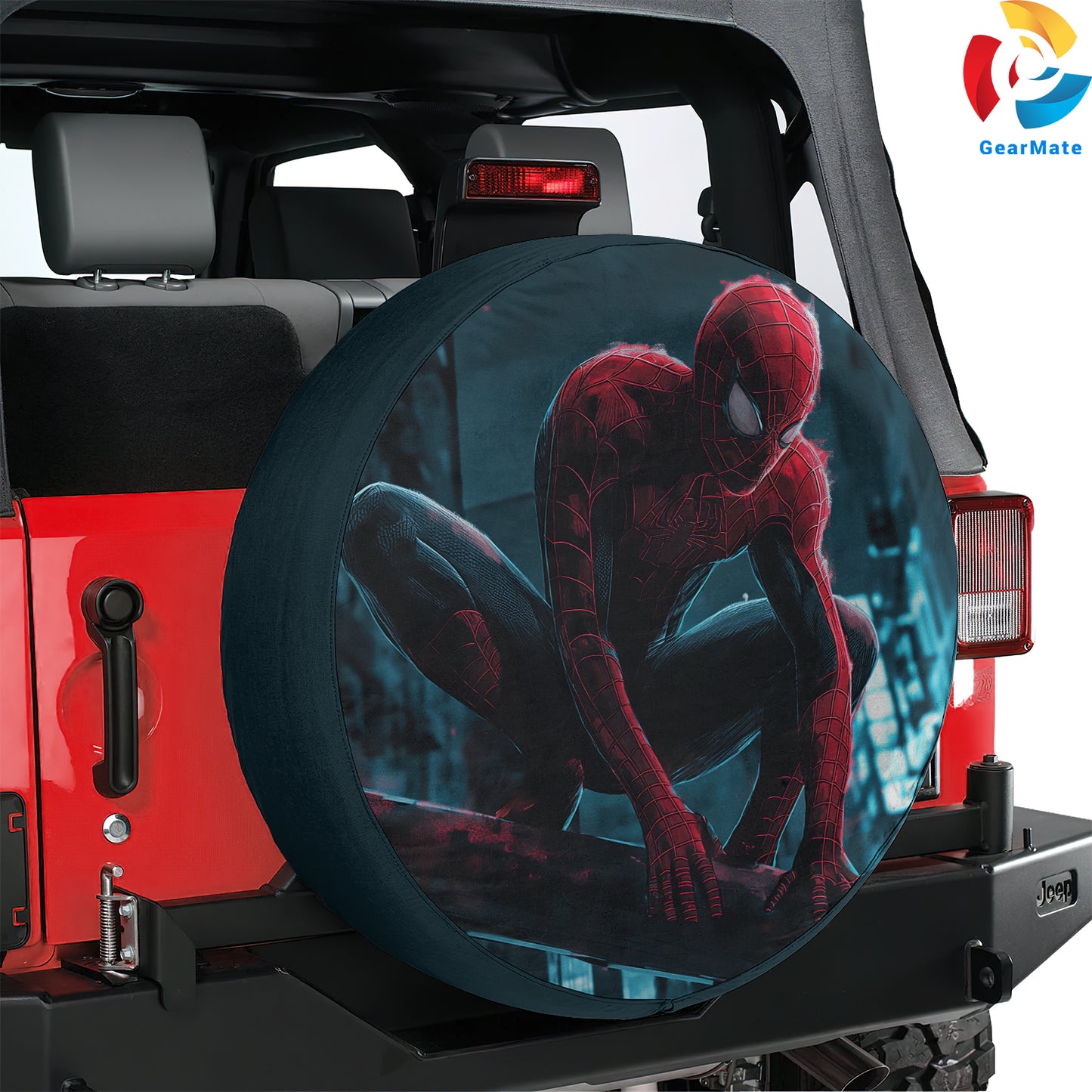 Spiderman Marvel Cyberpunk Sci-Fi Spare Tire Cover – Premium Waterproof UV Resistant Protector