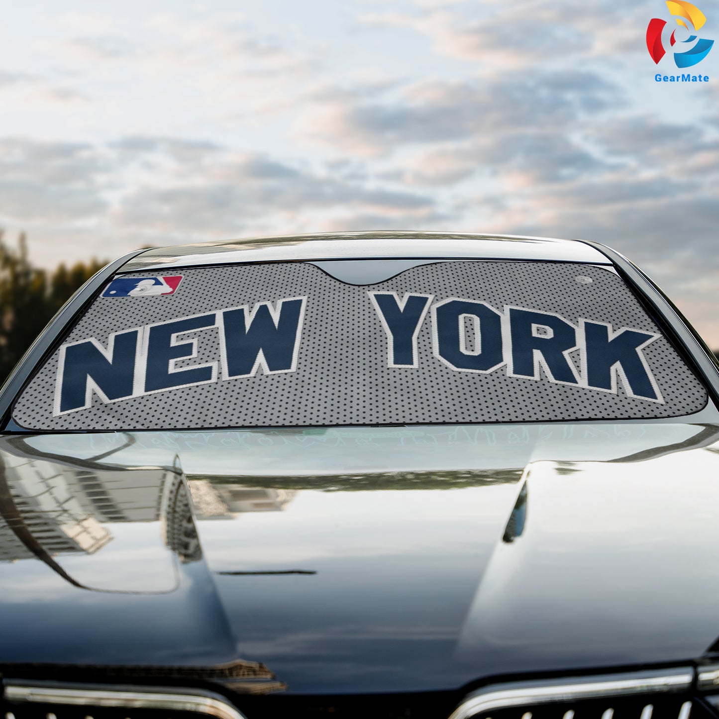 New York Yankees Baseball Team Gray Reflective Car Sunshade – Premium Heat & UV Protection, Universal Fit