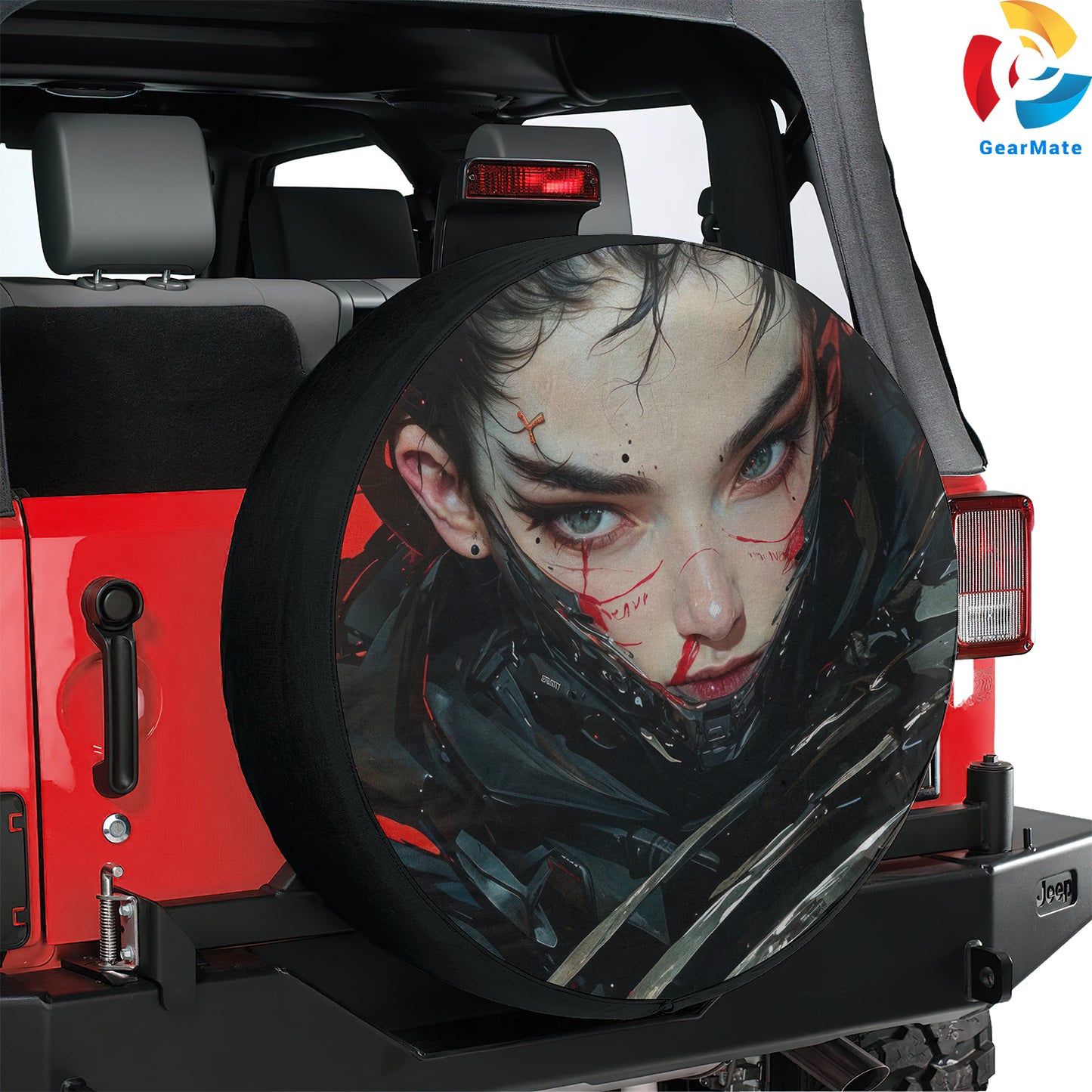 Cyberpunk Anime Girl Sci-fi Spare Tire Cover – Premium Waterproof UV Resistant Protector