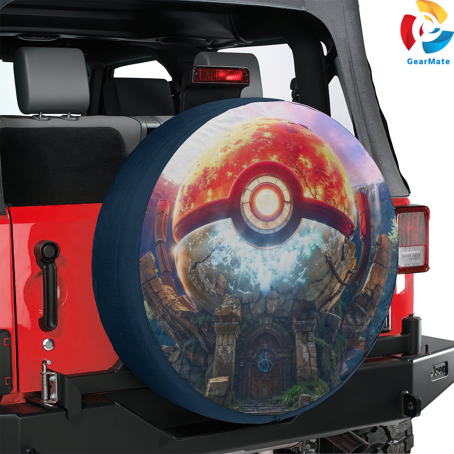 Pokemon Ball House Anime Spare Tire Cover – Premium Waterproof UV Resistant Protector