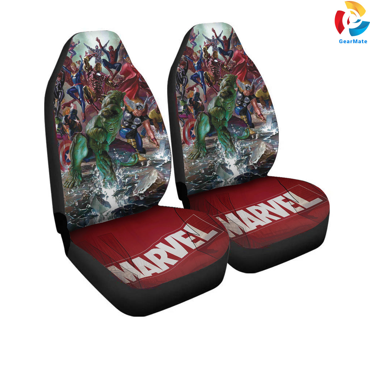 Marvel Superheroes Assemble Car Seat Covers – High Quality Graphic and Polar Fleece Protector Set